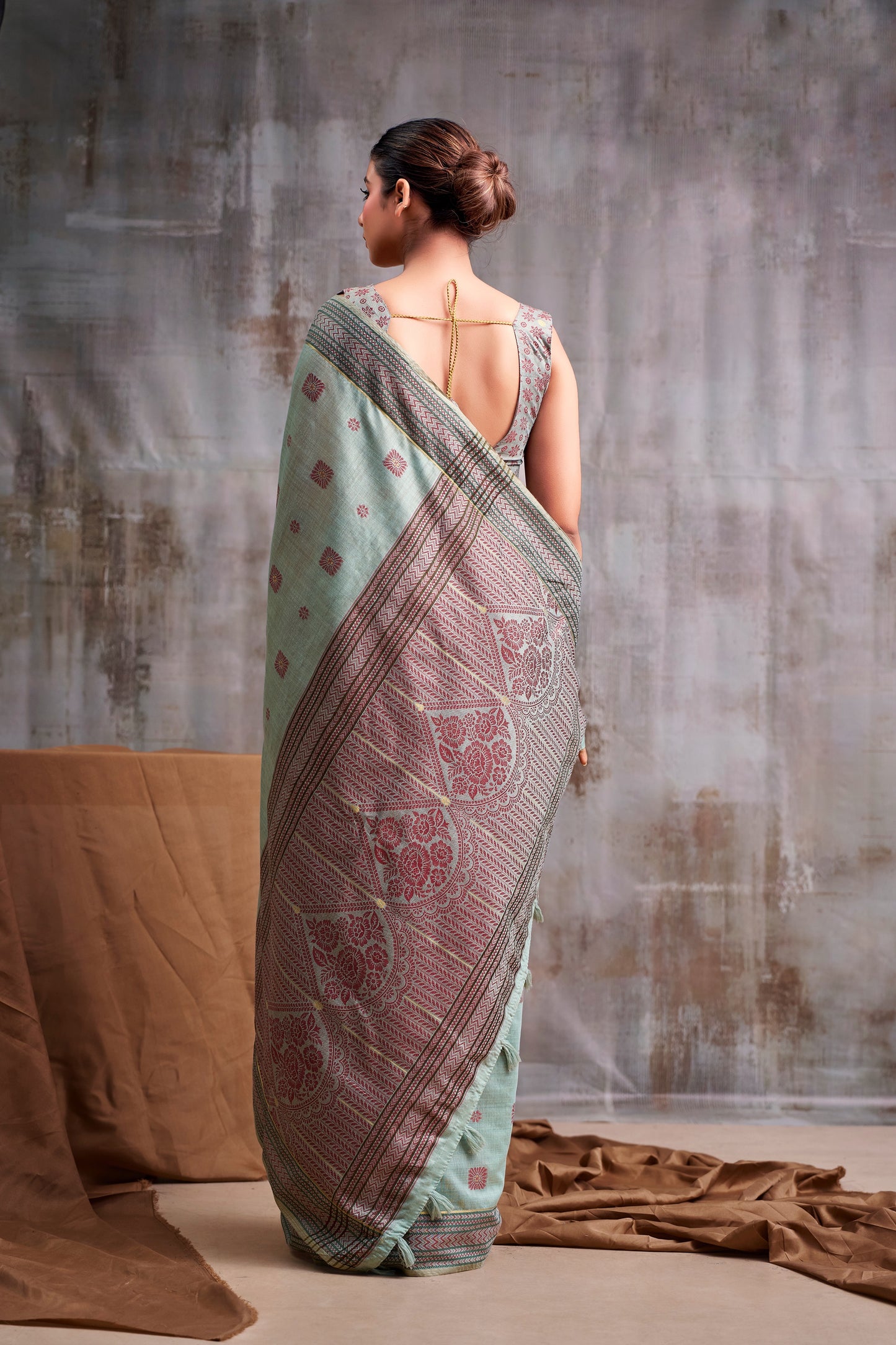 Blue Cotton Ready To Wear/Easy Saree - Panaash Saree