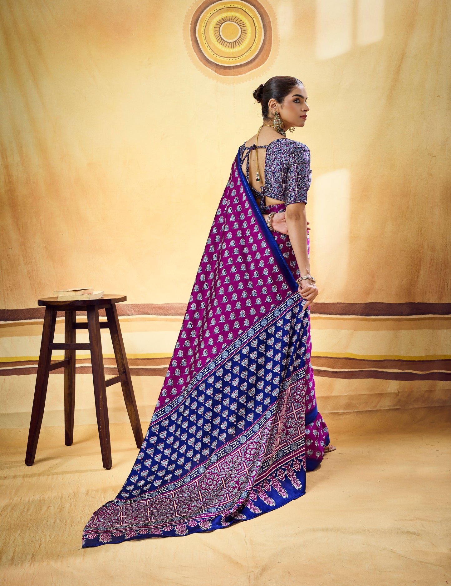 Magenta Modal Silk Ready To Wear/Easy Saree by Stylebypanaash