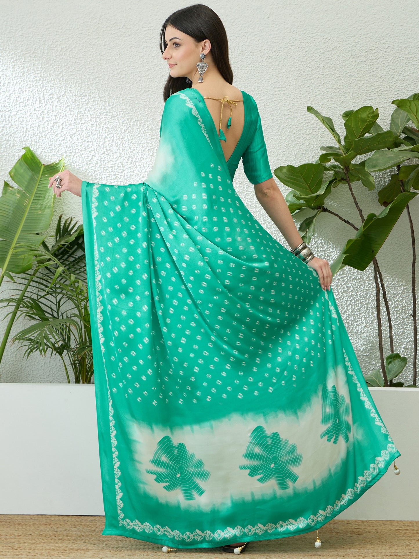 Aqua Ombre Crepe Silk Readymade/Easy Saree - Panaash Saree