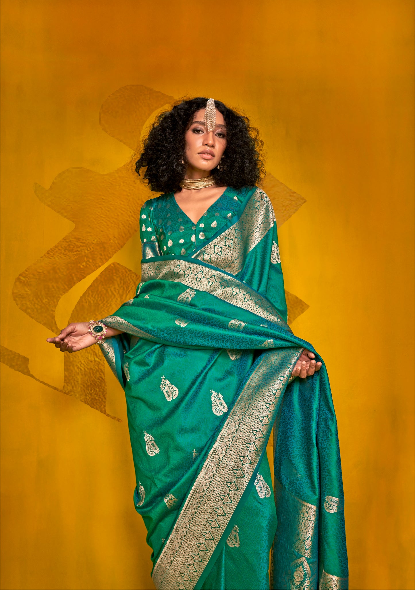Sea Green Color Kanjivaram Silk Readymade/Easy Saree