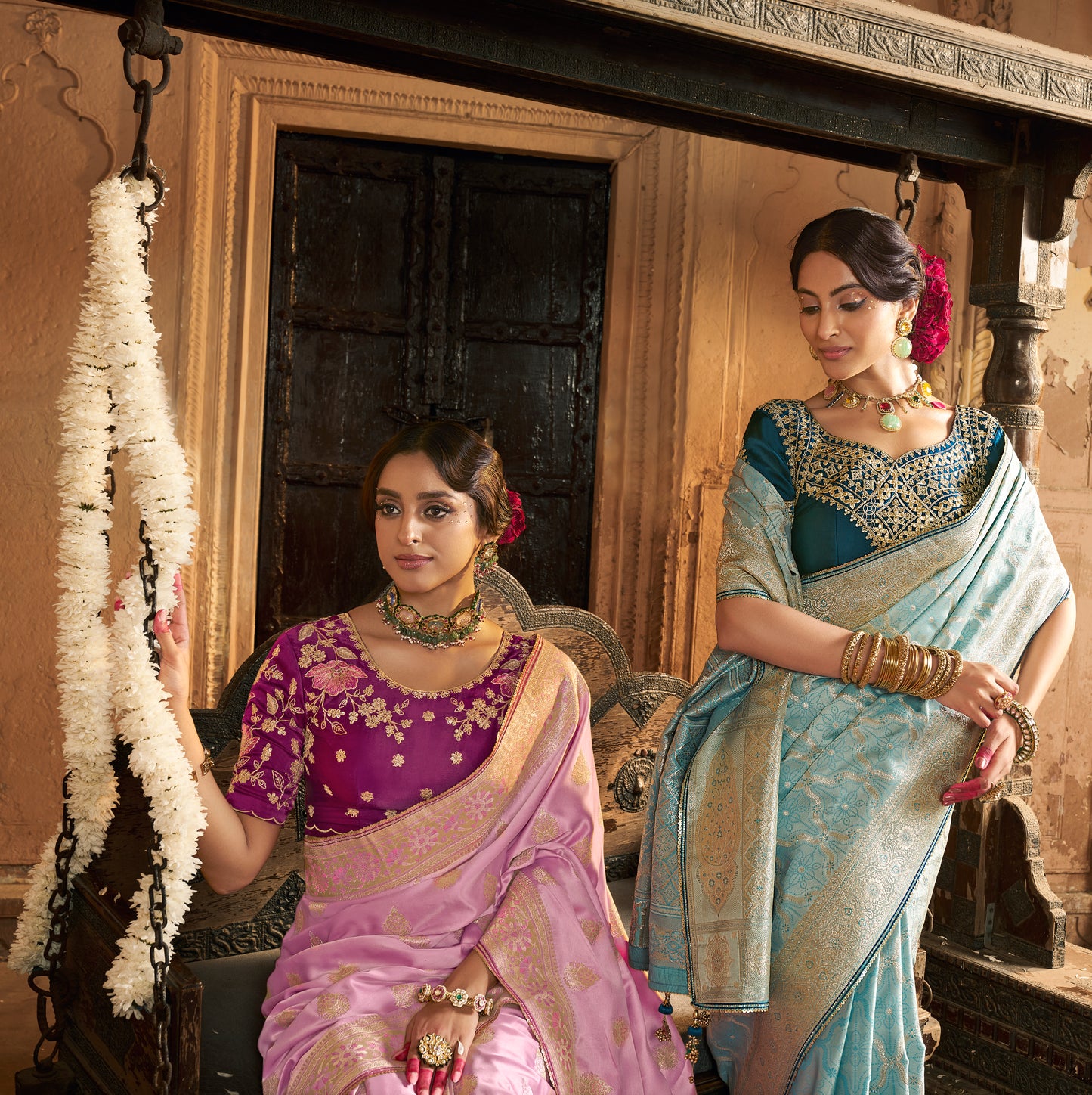 Wine berry Color Designer Kanjivaram Readymade/Easy Saree