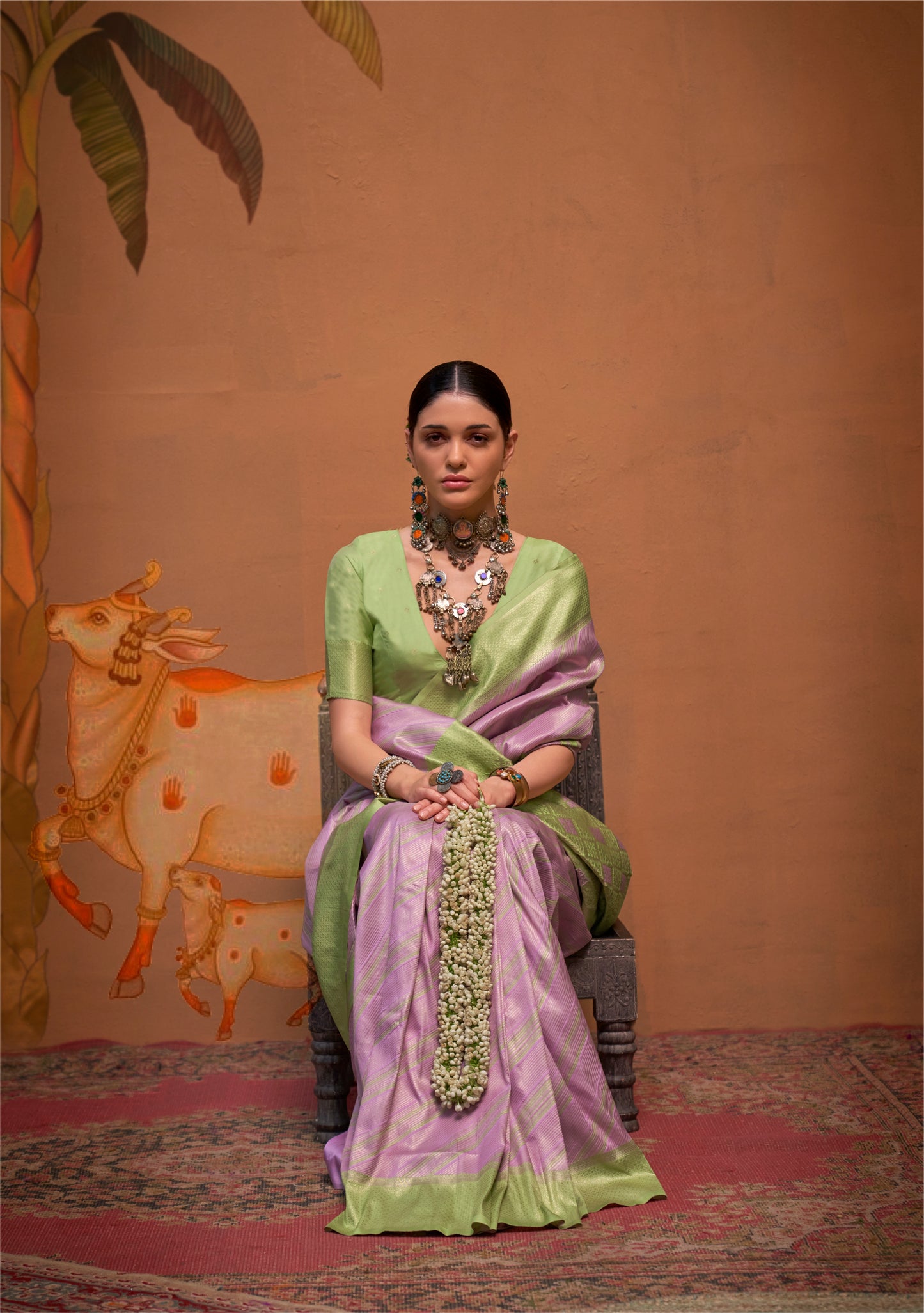 Lavender Kanjivaram Silk Readymade/Easy Saree - Panaash Saree