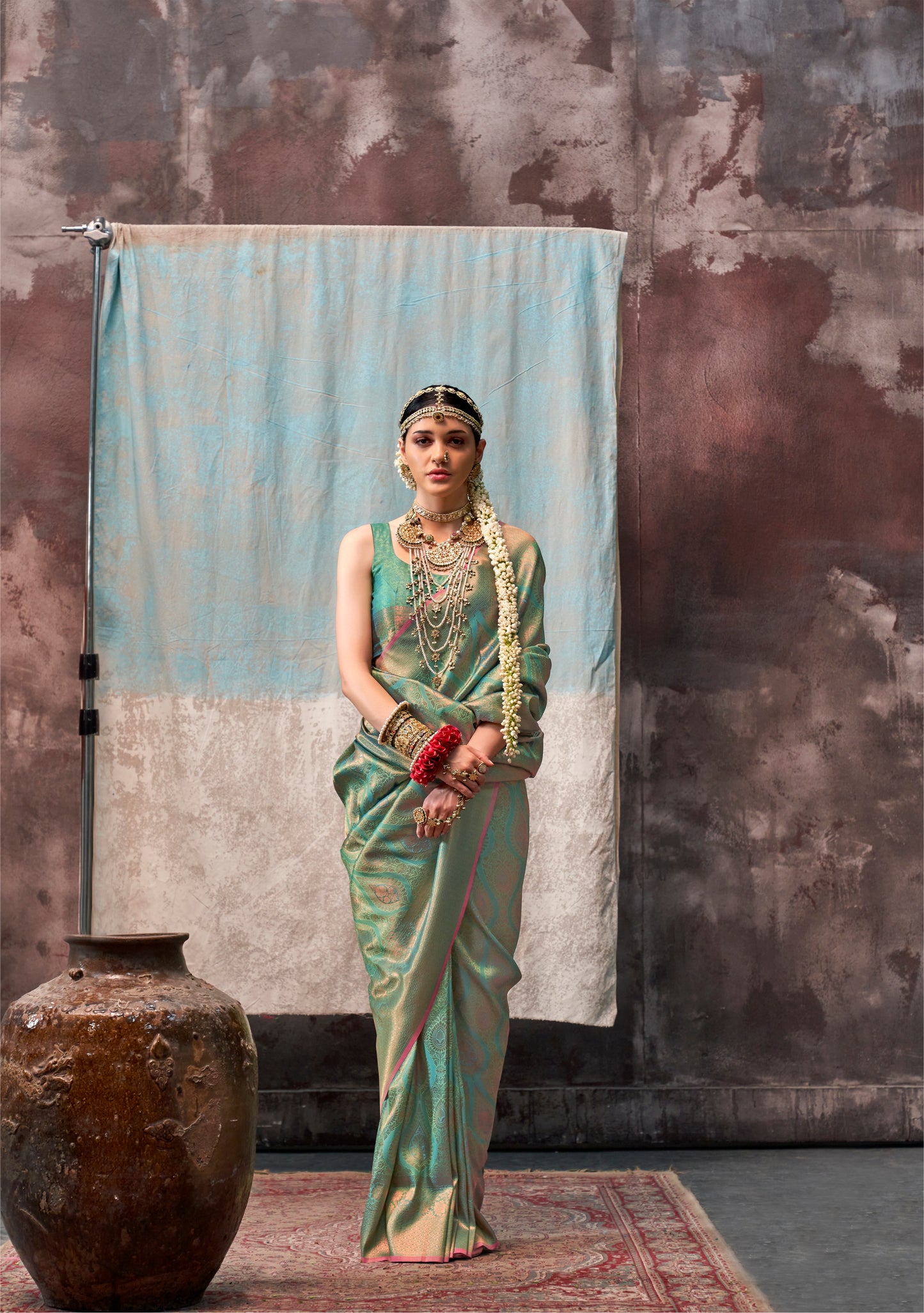 Green Kanjivaram Silk Readymade/Easy Saree - Panaash Saree