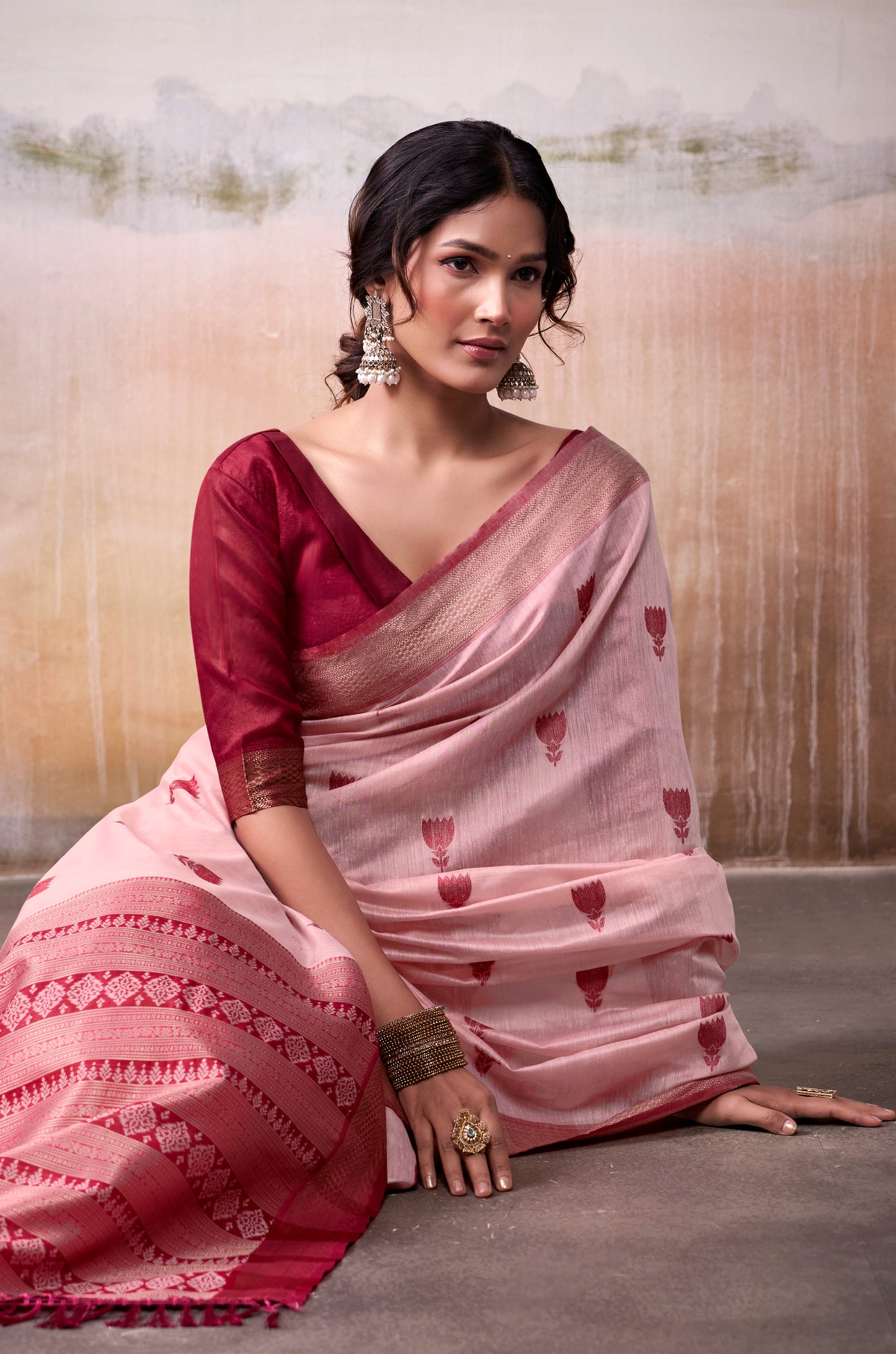 Maroon Modal Cotton Office Wear Easy/Readymade Saree
