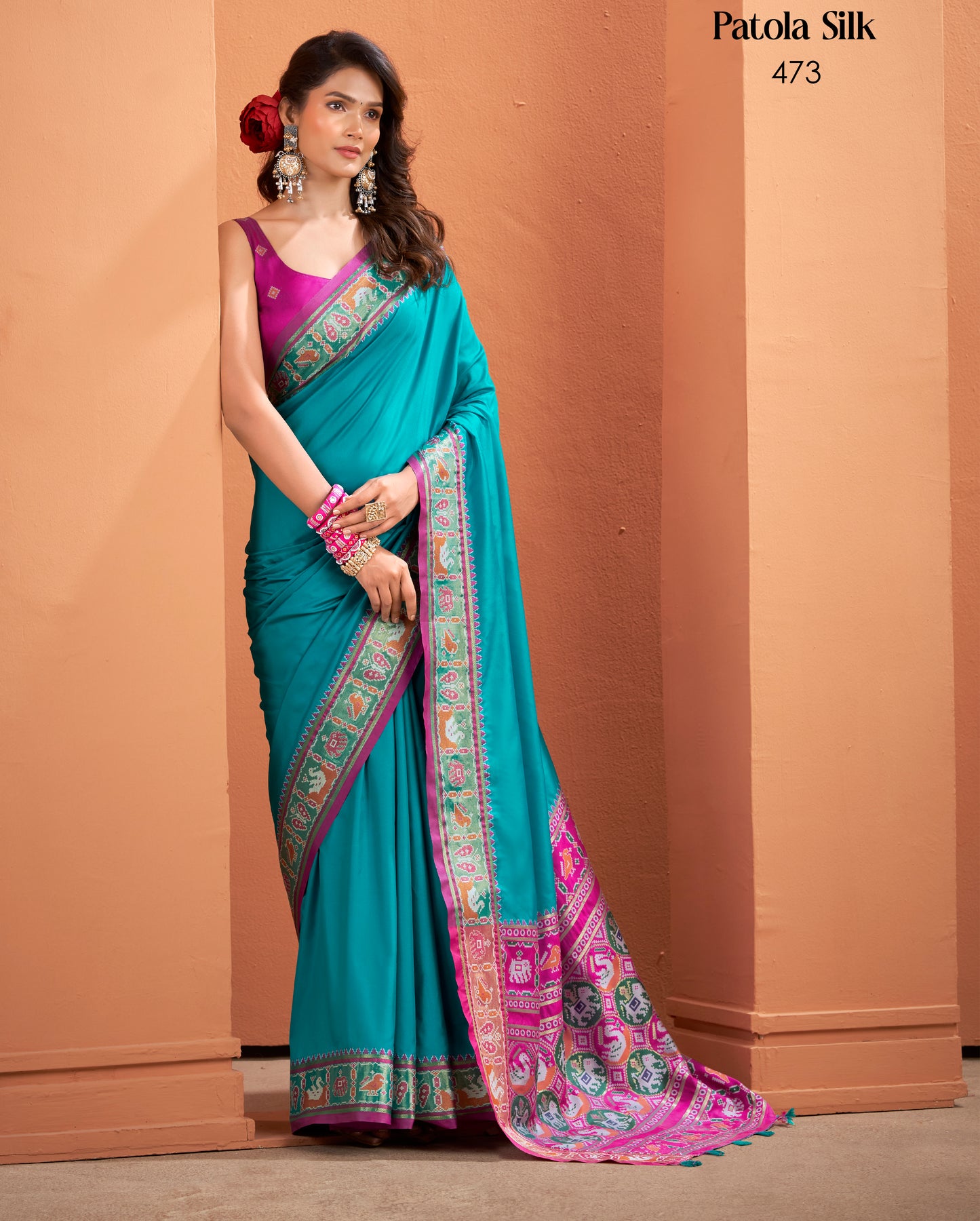 Blue Soft Patola Silk Readymade/Easy Saree