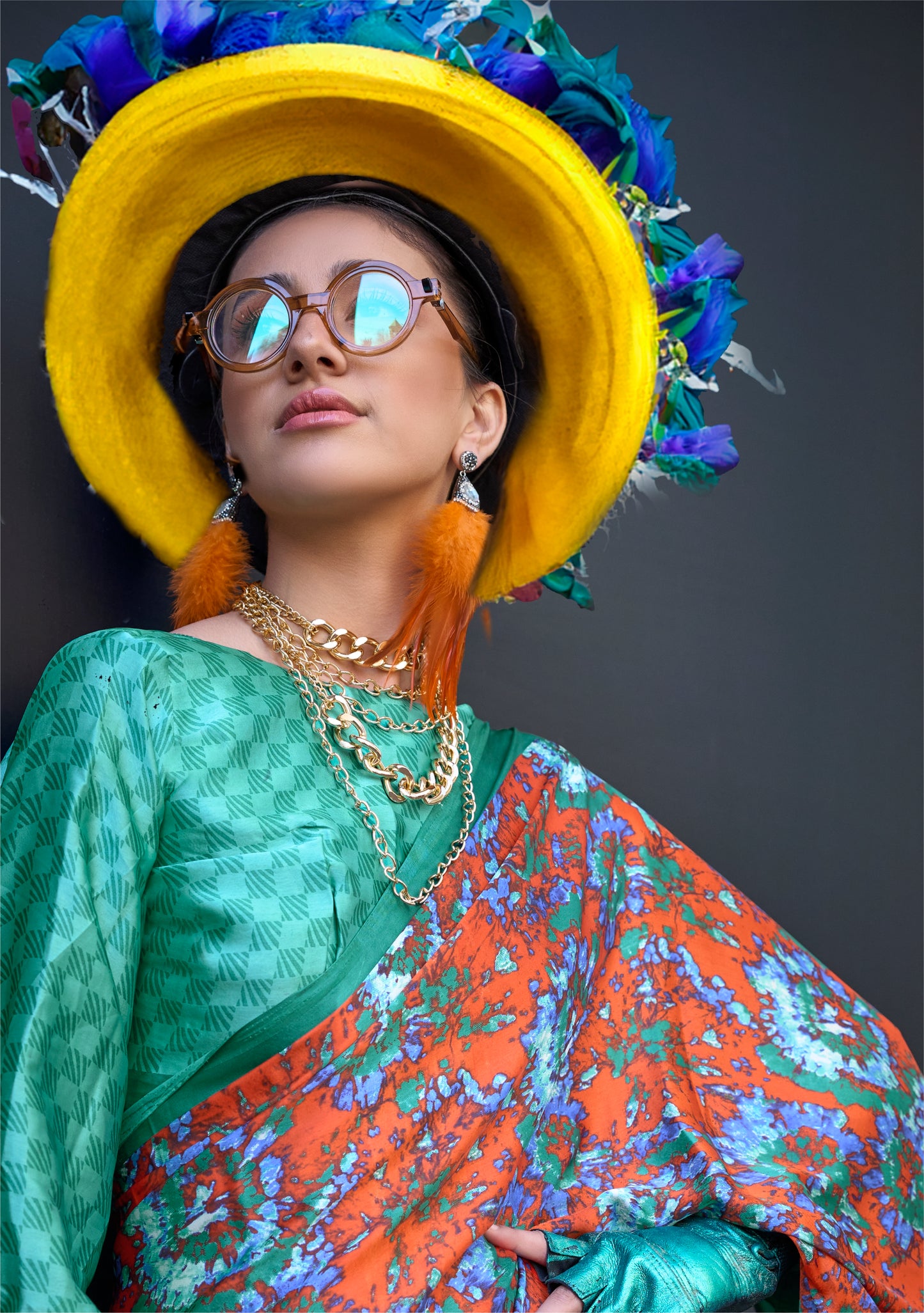 Multi Color Crepe Silk Casual Readymade/Easy Saree