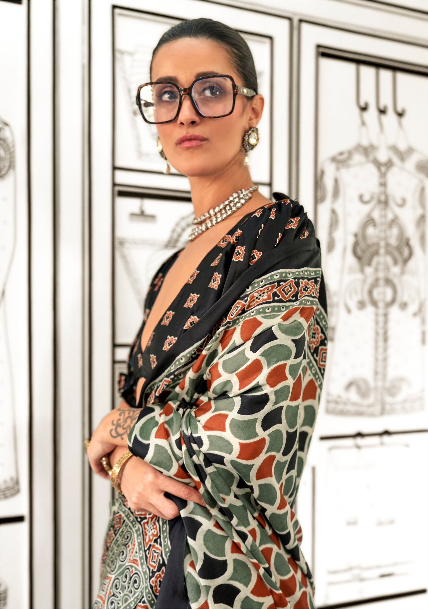 Plus Size Multicolor Crepe Office Wear Readymade Saree - Panaash Saree