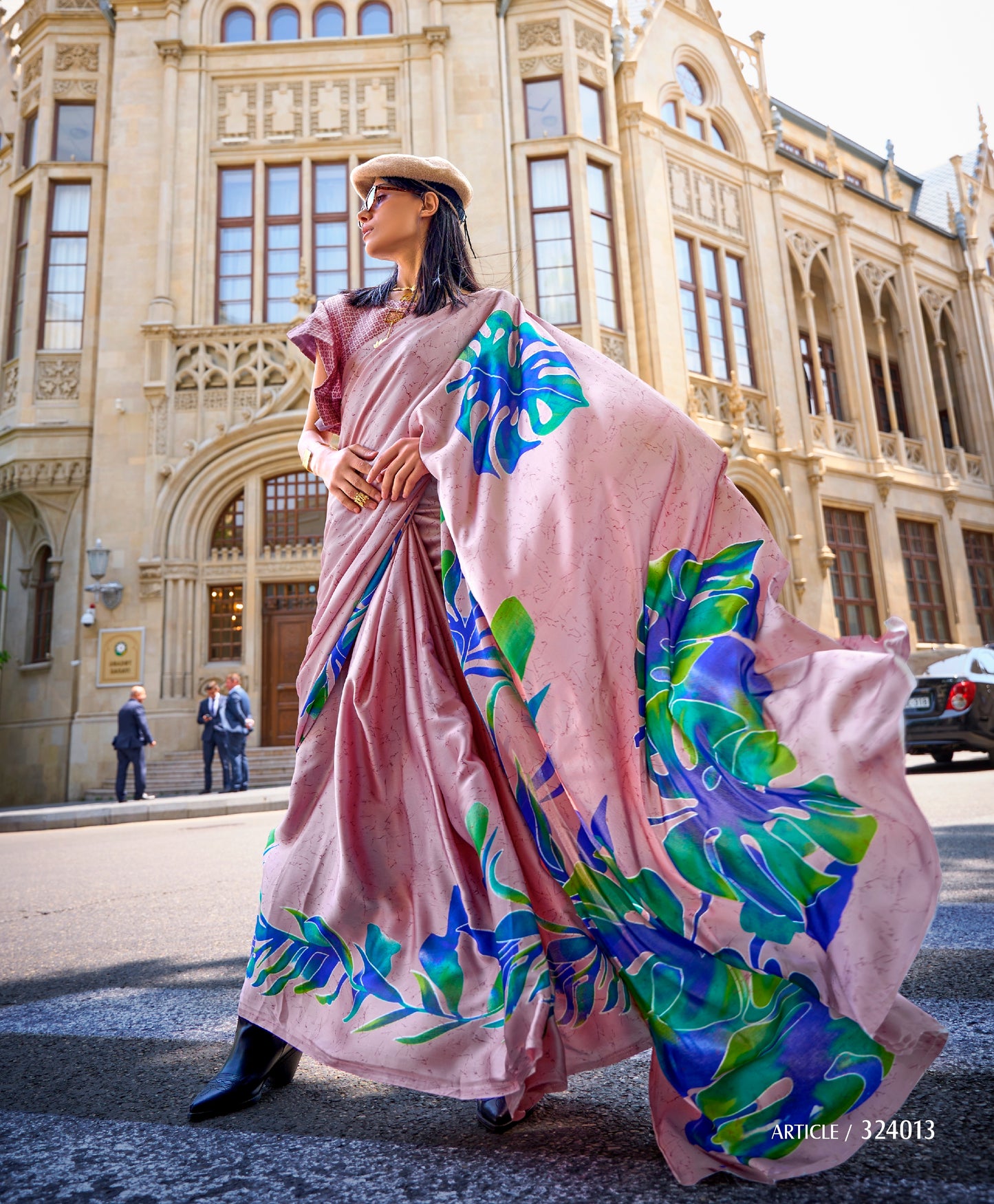 Multicolor Crepe Silk Readymade Saree