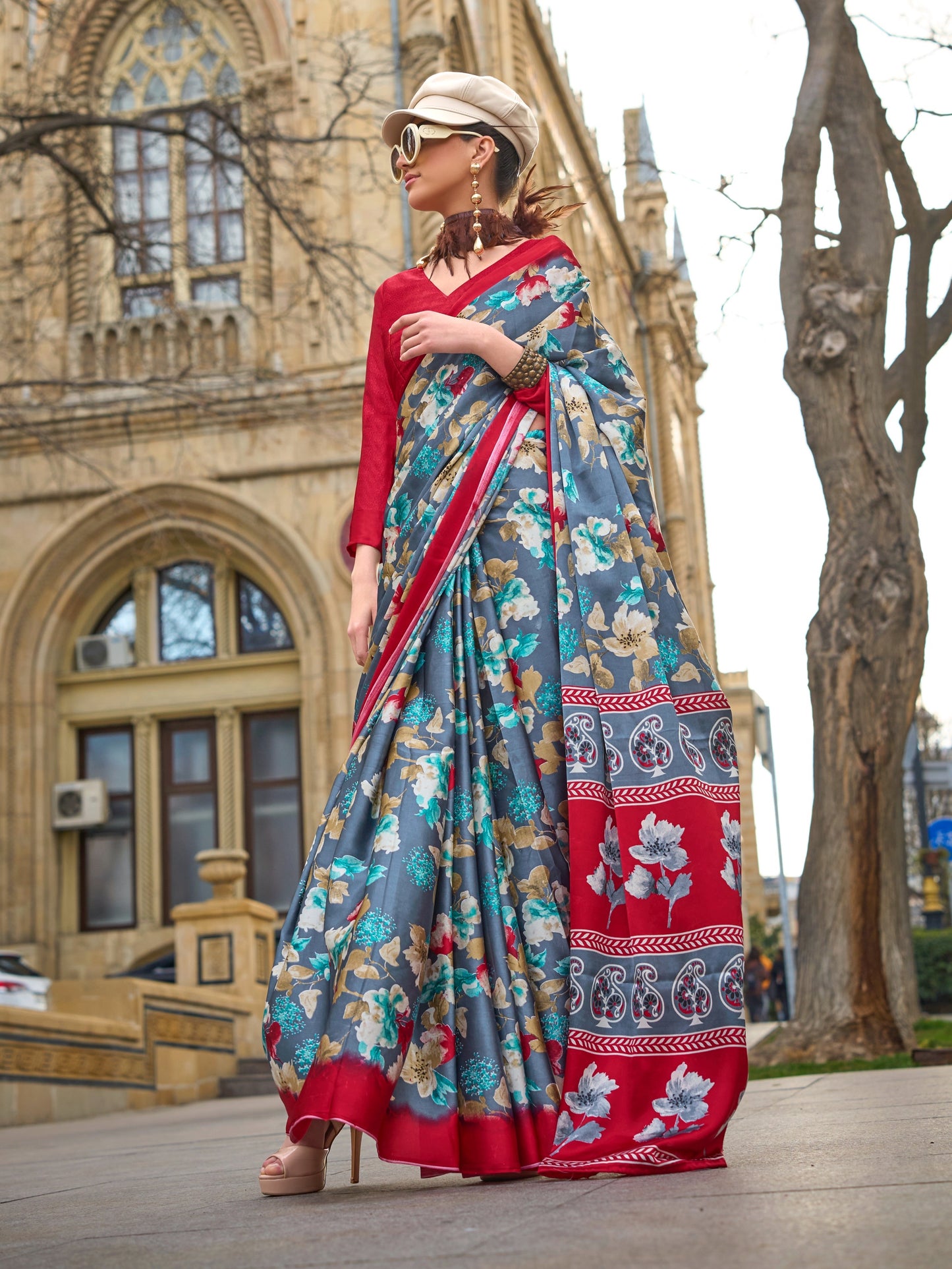 Multicolor Readymade/Easy Crepe Silk Saree