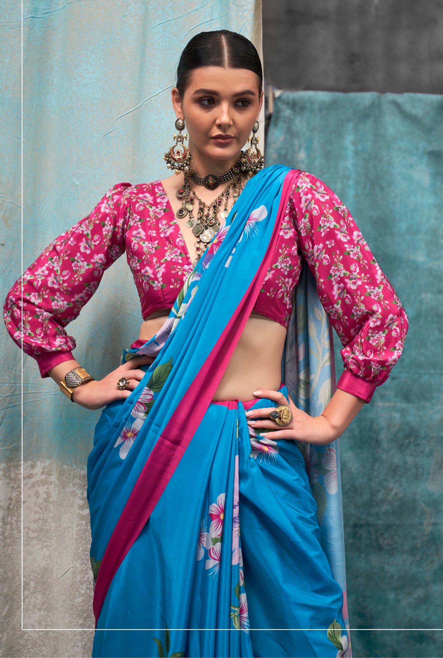 Plus Size Multicolor Crepe Silk Readymade Saree - Panaash Saree