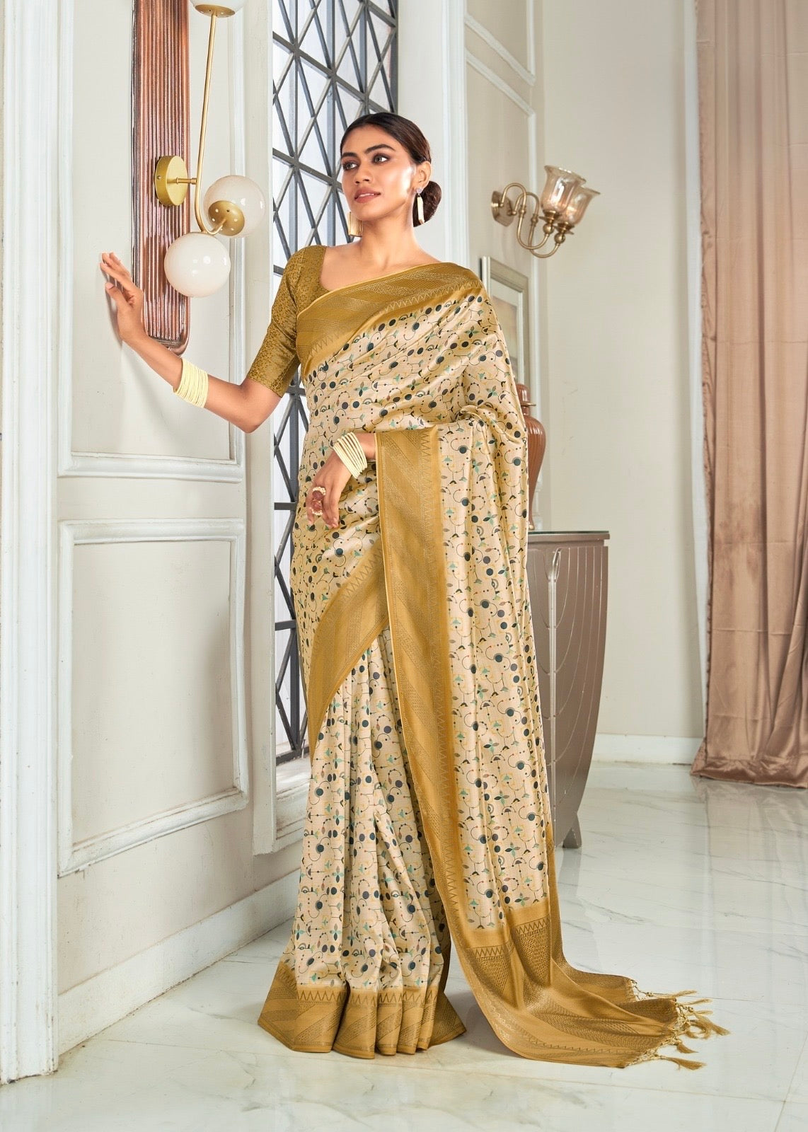 Multicolor Printed Silk Readymade/Easy Saree