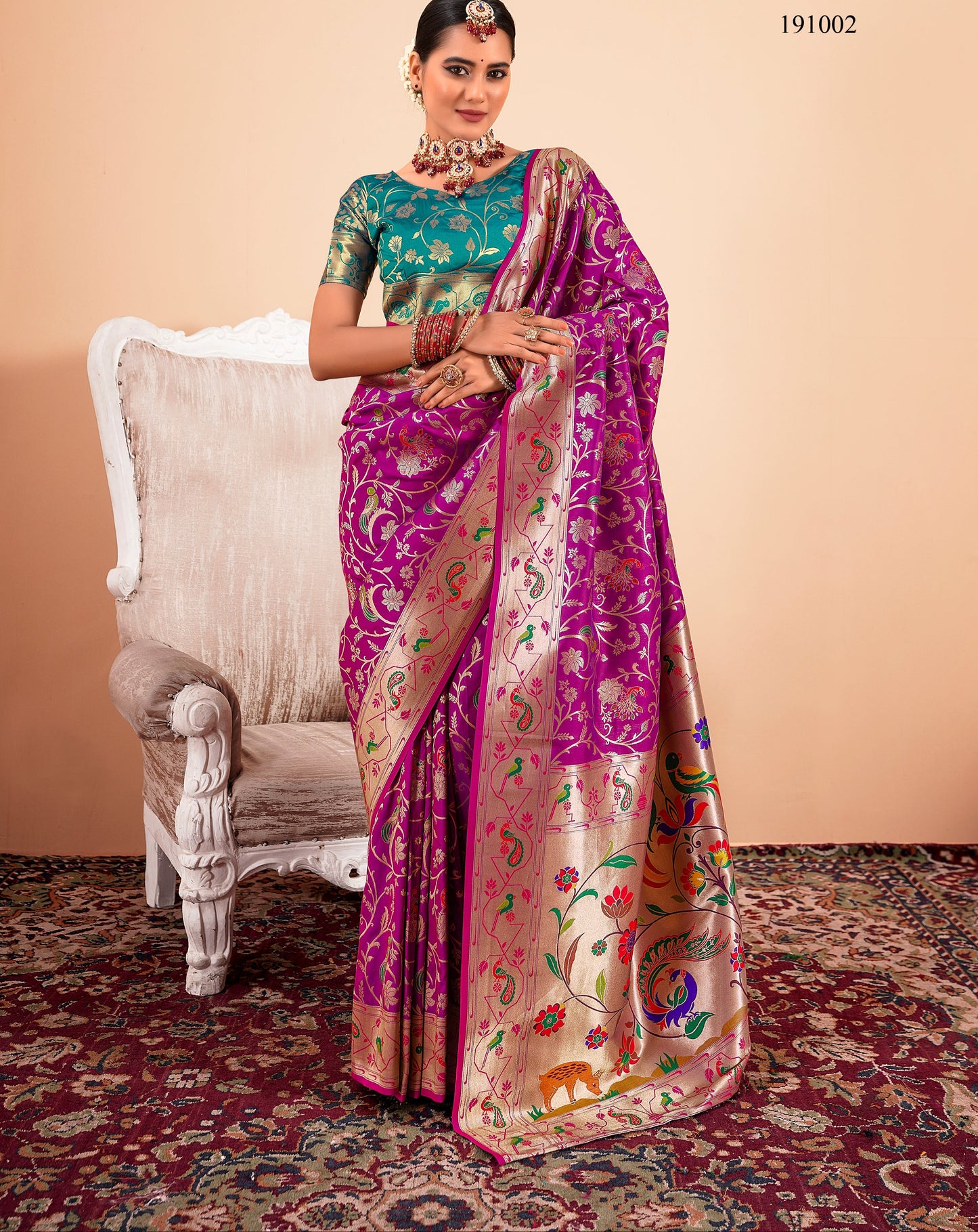 Purple Paithani Silk Readymade/Easy Saree