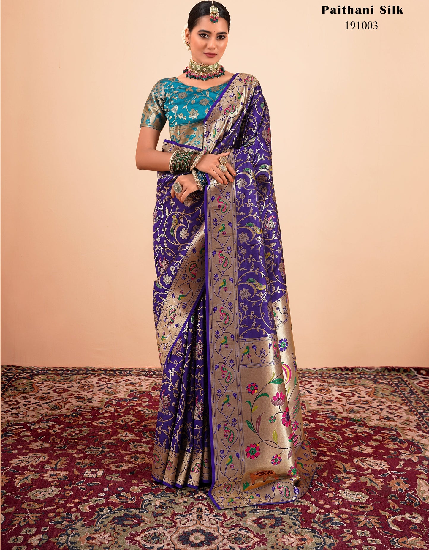 Blue Paithani Silk Readymade/Easy Saree