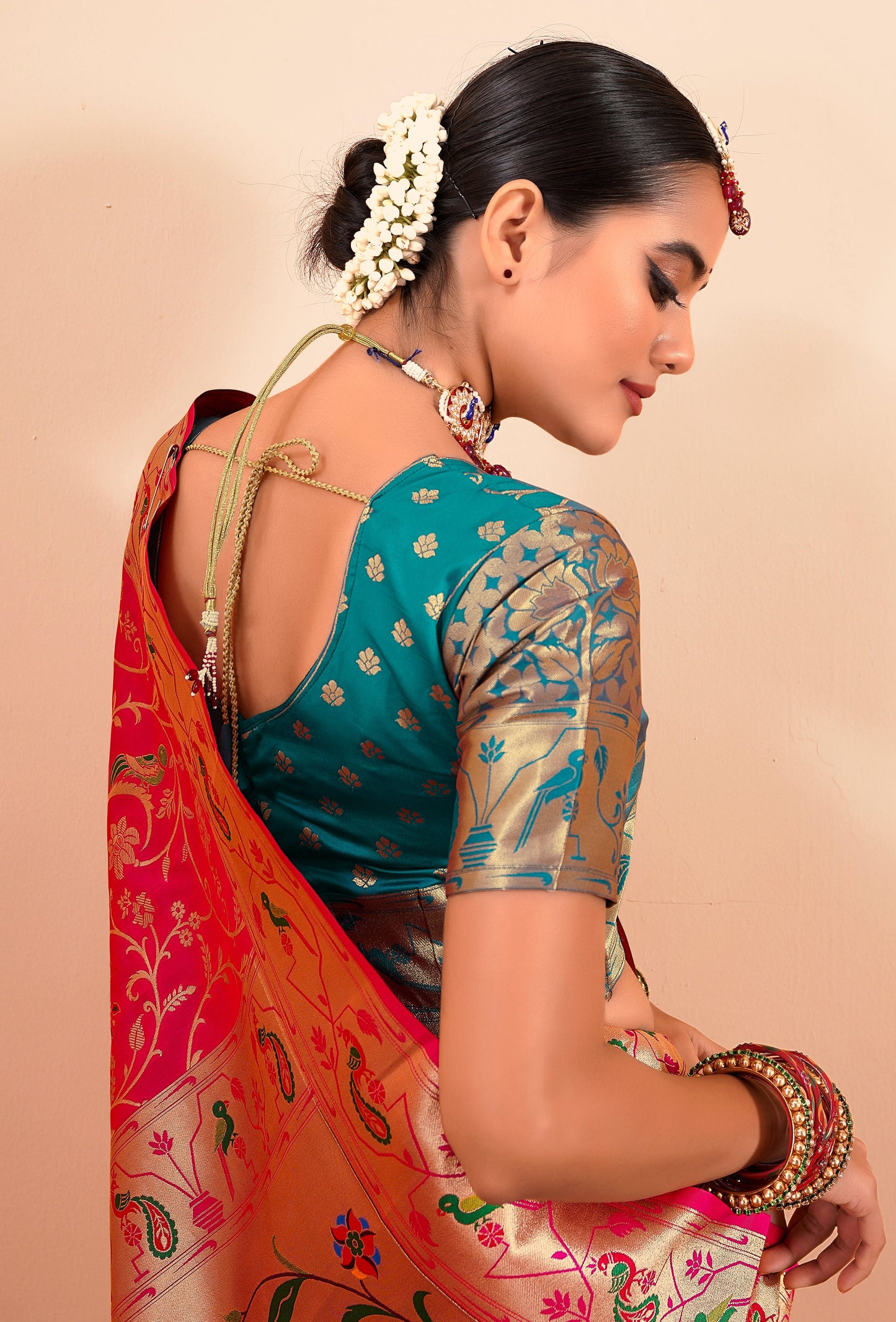 Pink Paithani Silk Readymade/Easy Saree