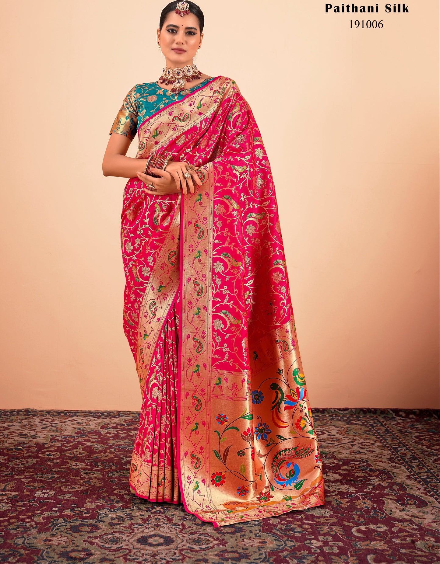 Pink Paithani Silk Readymade/Easy Saree