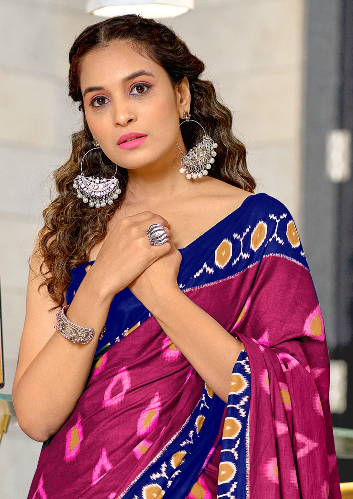 Purple Mul Cotton Easy/Readymade Saree