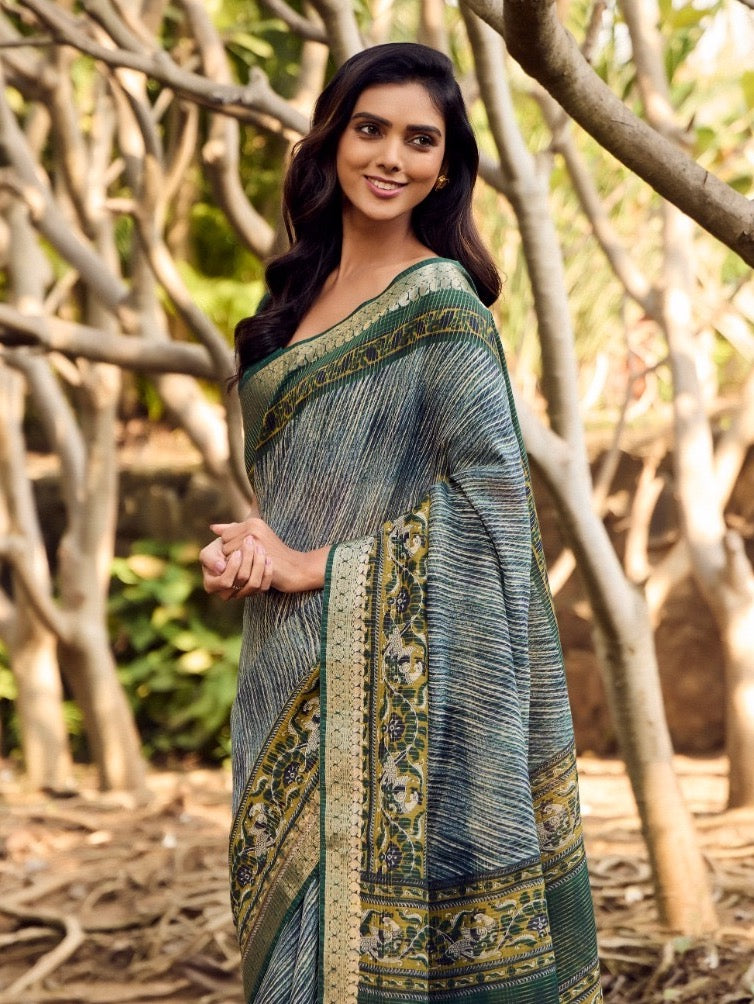 Multicolor Silk Cotton Readymade/Easy Saree