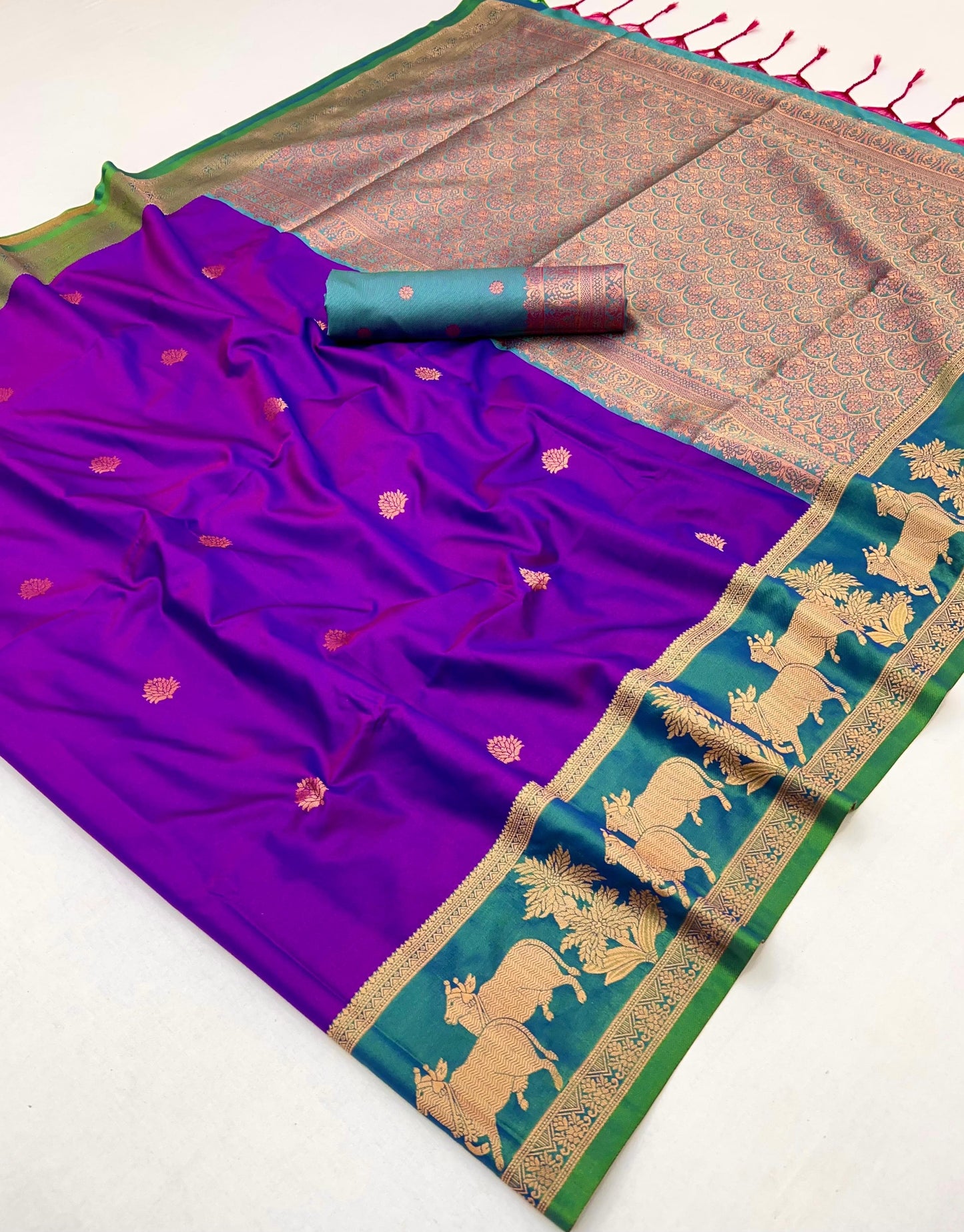 Purple Tone Kanjivaram Silk Readymade/Easy Saree
