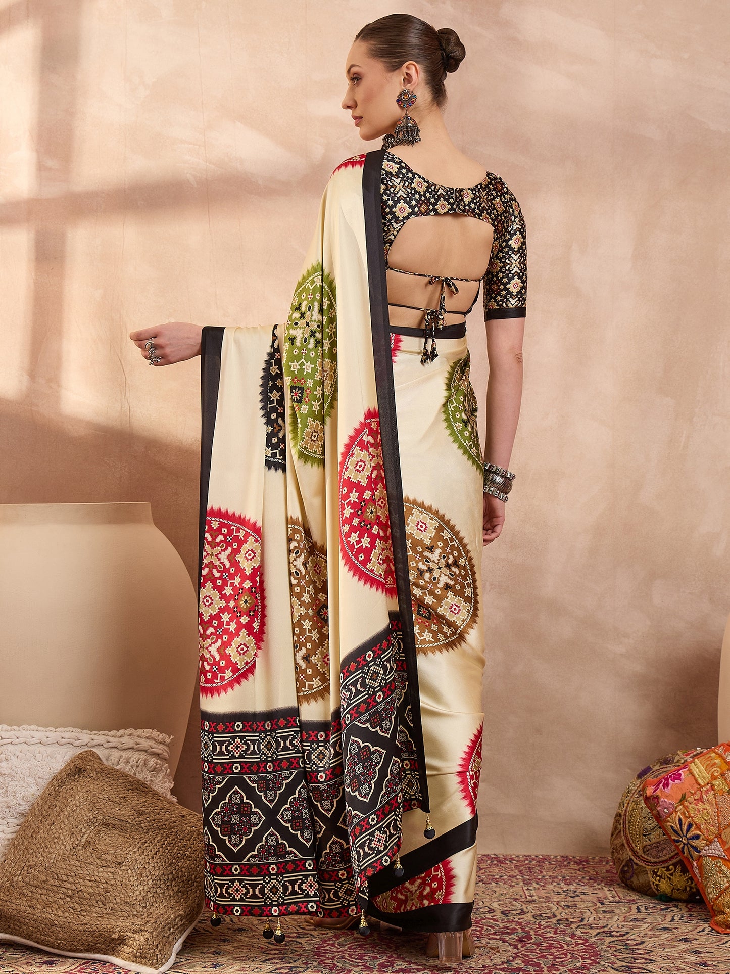 Black Crepe Silk Ready To Wear/Easy Saree