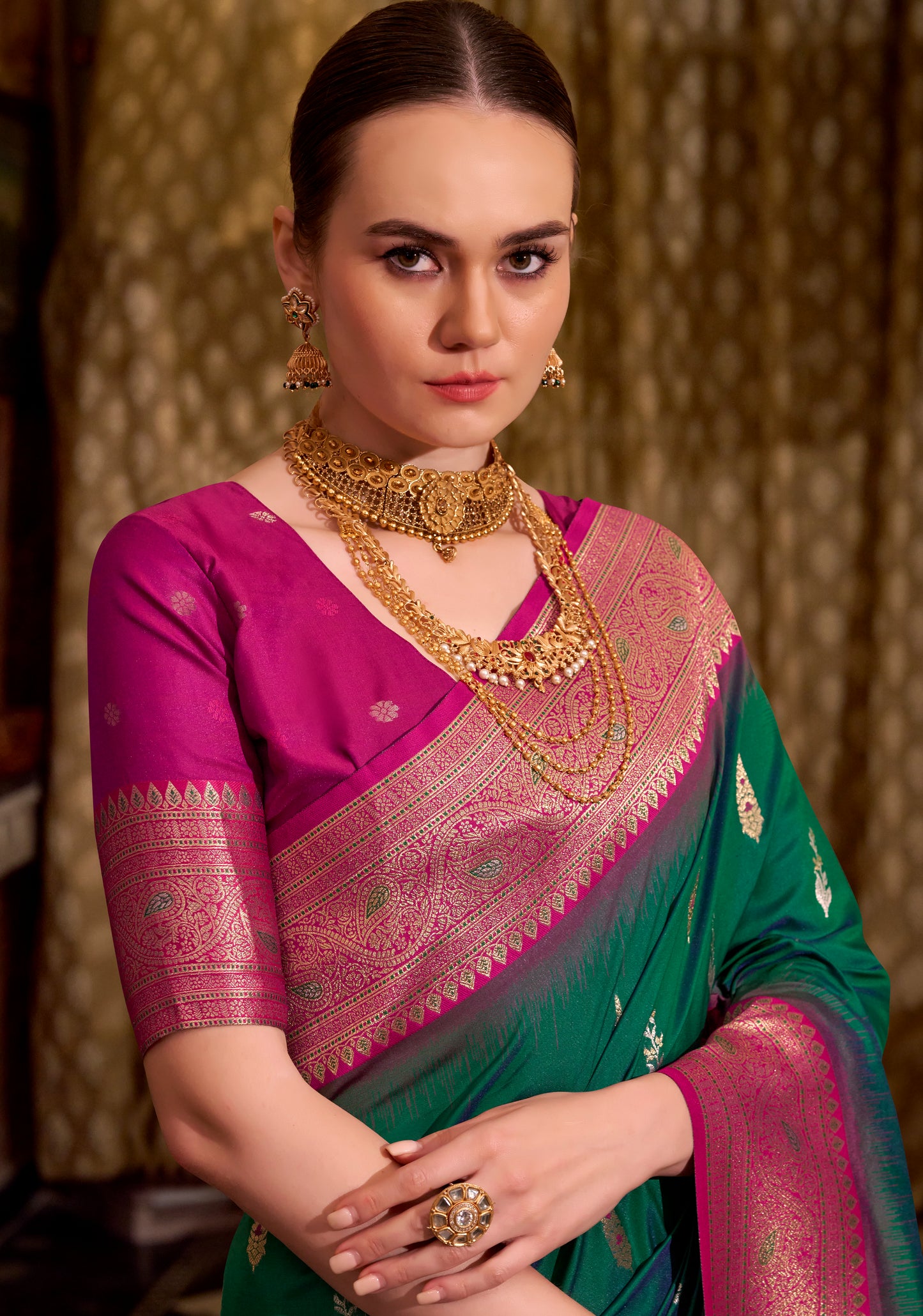 Green Kanjivaram Silk Readymade/Easy Saree
