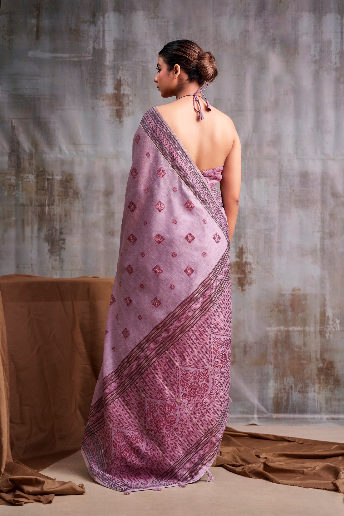 Lavender Cotton Ready To Wear/Easy Saree - Panaash Saree