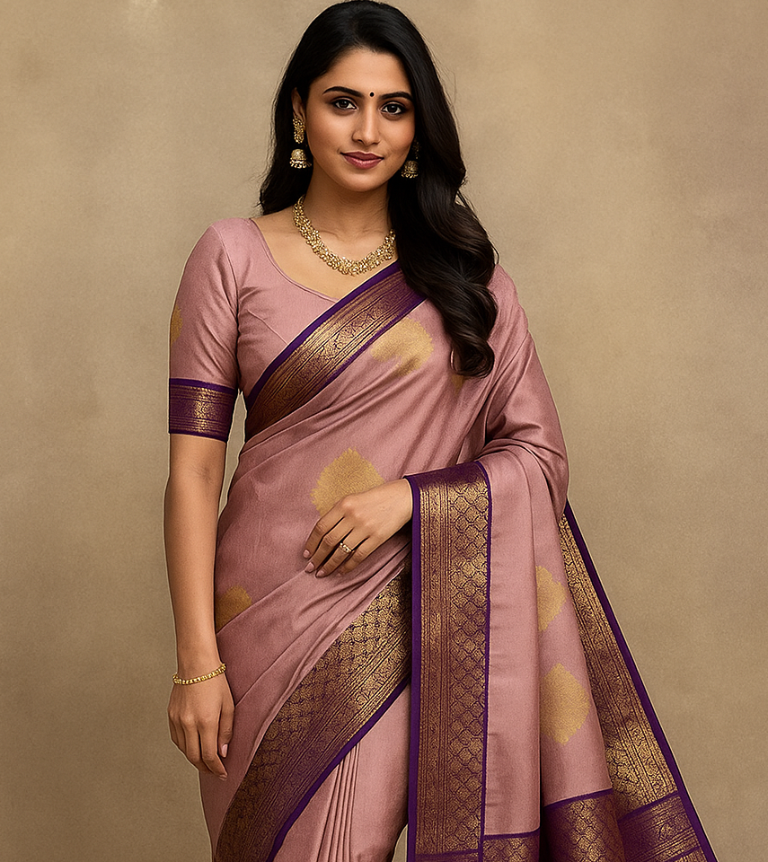 Mauve Kanjivaram Silk Readymade/Easy Saree