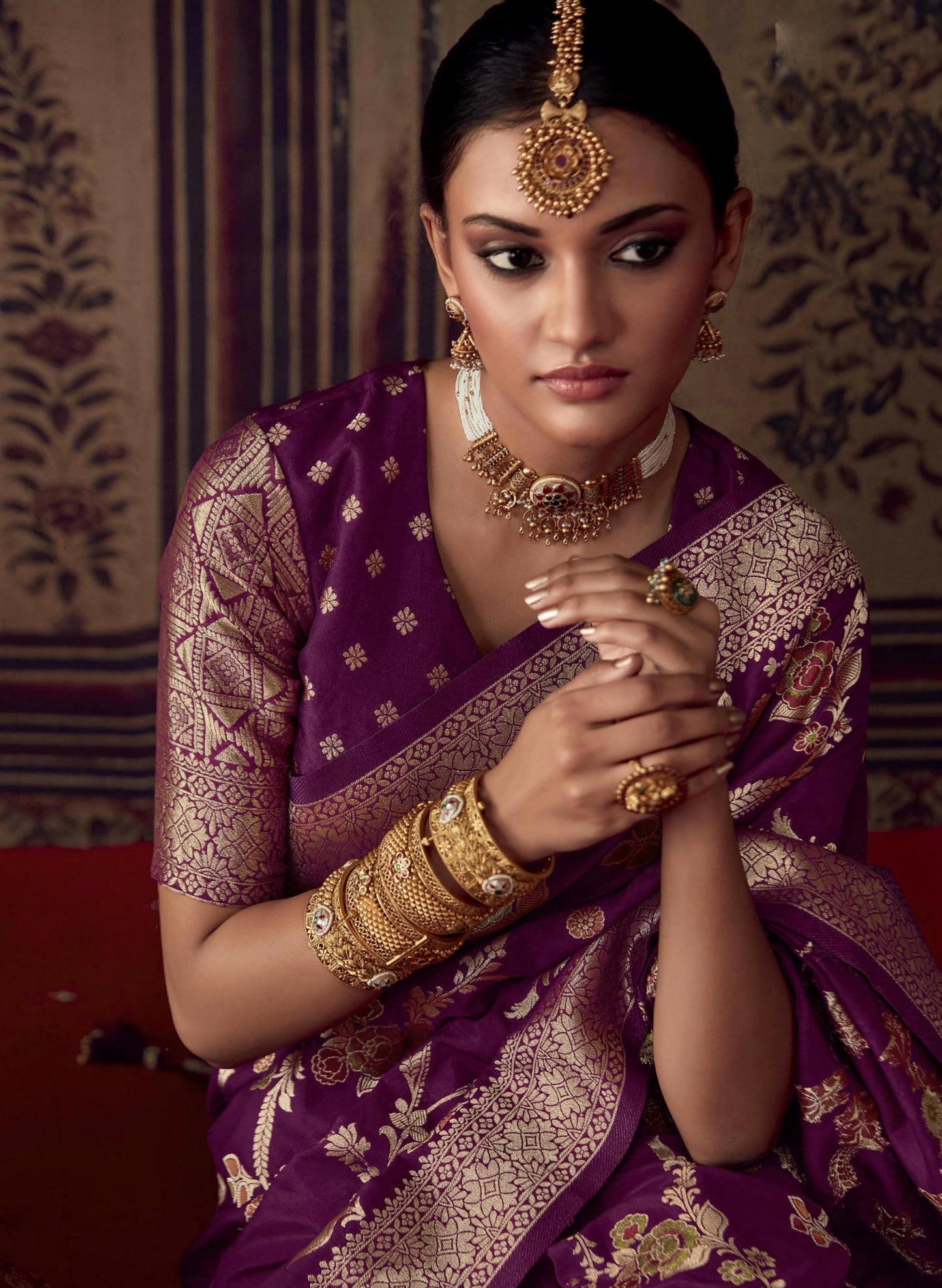 Purple Kanjivaram Designer Silk Readymade/Easy Saree - Panaash Saree