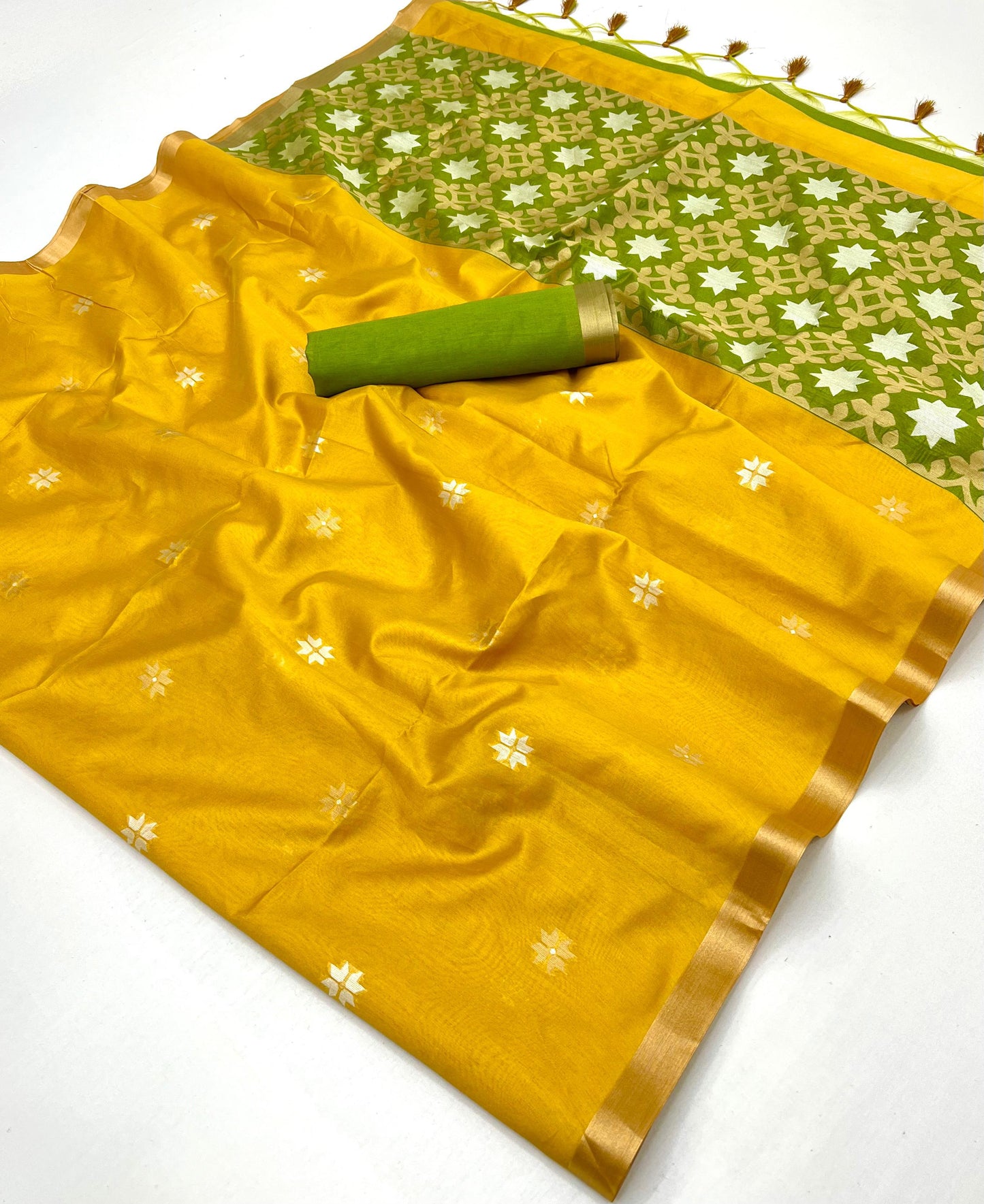Yellow Color Raw Silk Readymade/Easy Saree