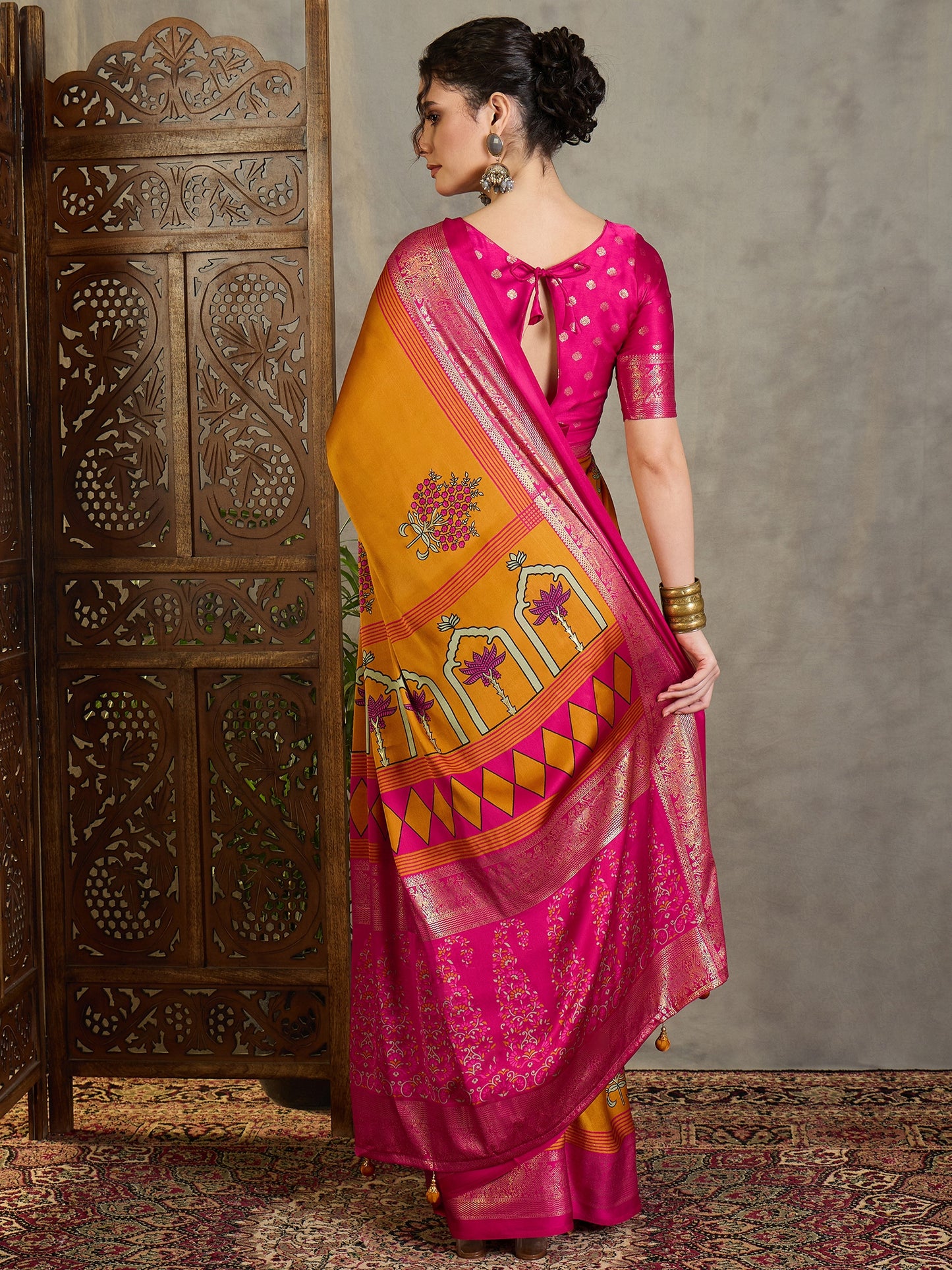 Mustard Yellow Crepe Silk Normal Drape Saree - Panaash Saree