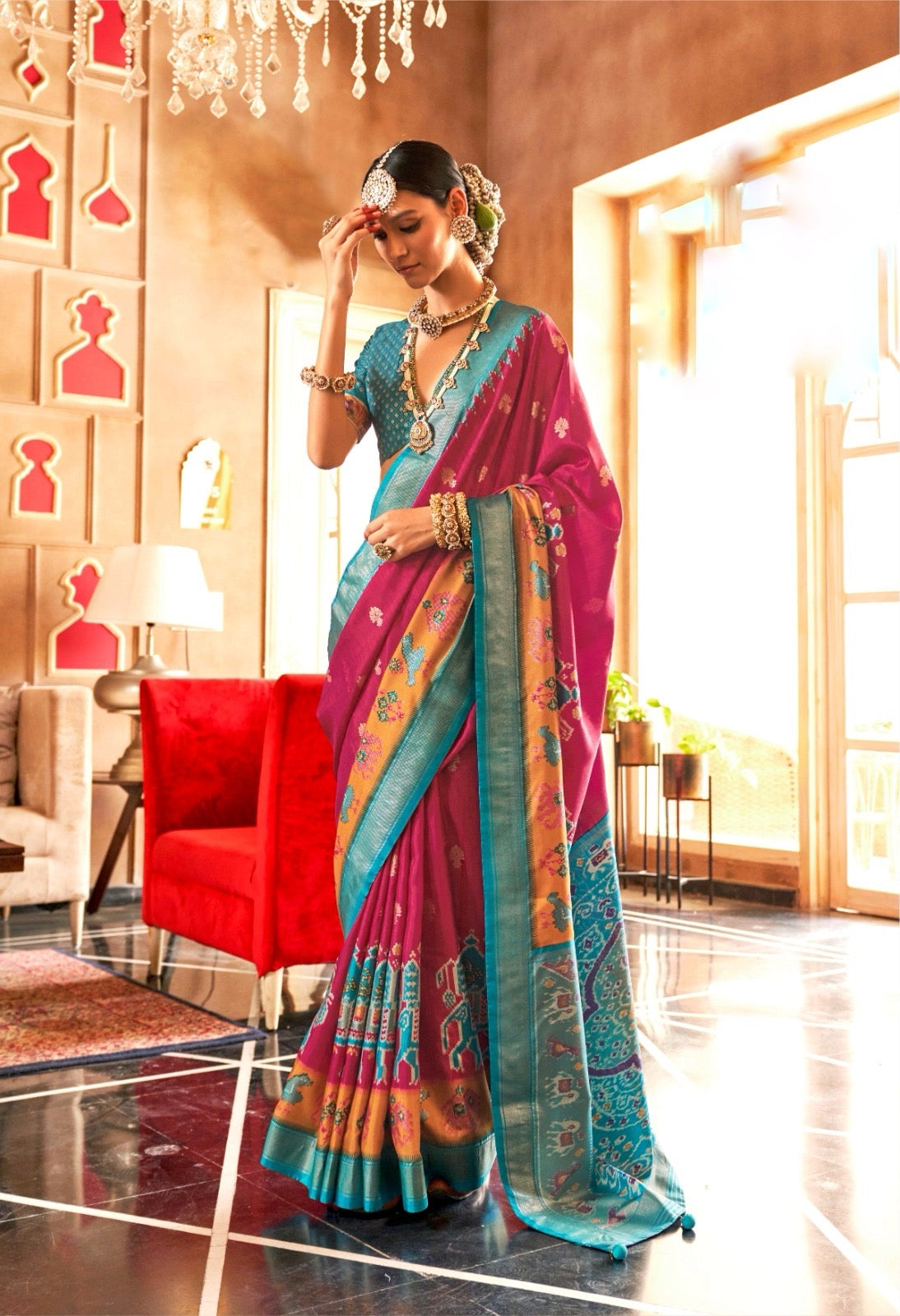 Multicolor Patola Silk Readymade/Easy Saree