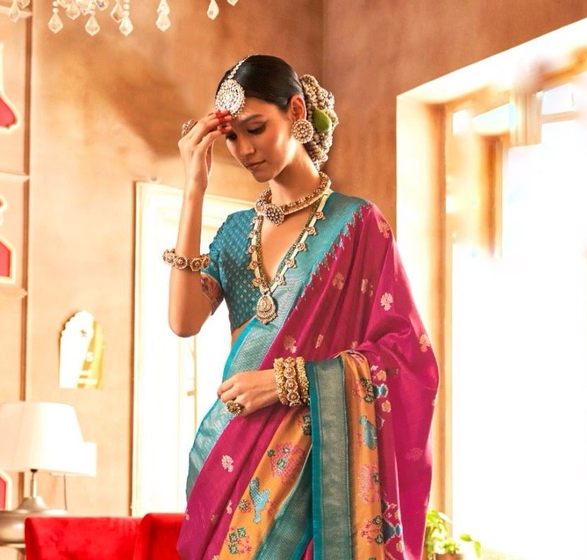 Multicolor Patola Silk Readymade/Easy Saree