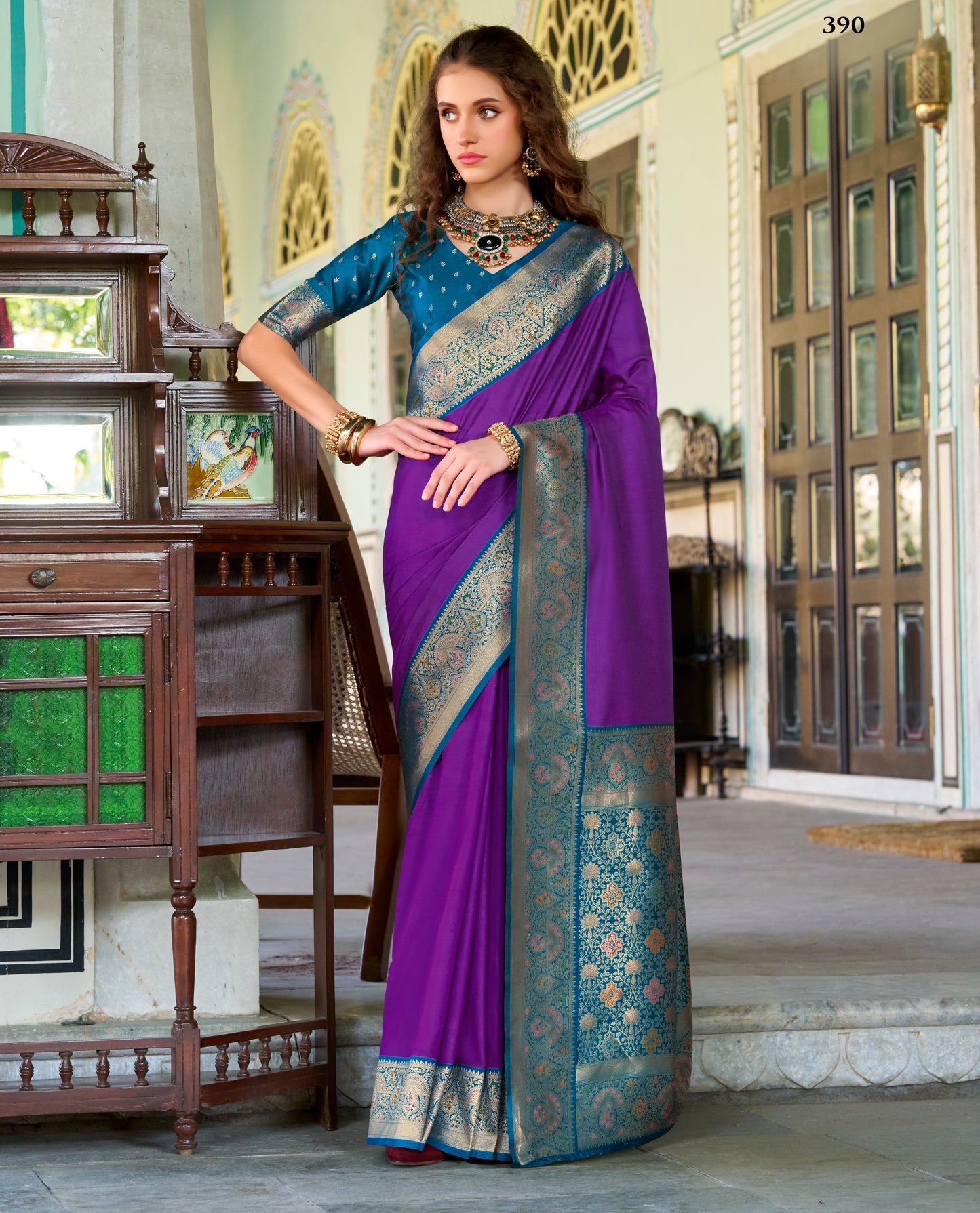 Purple Soft Silk Readymade/Easy Saree