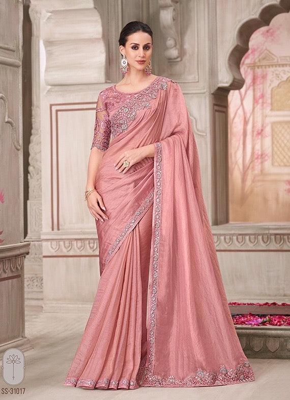 Peach Cocktail Readymade Saree