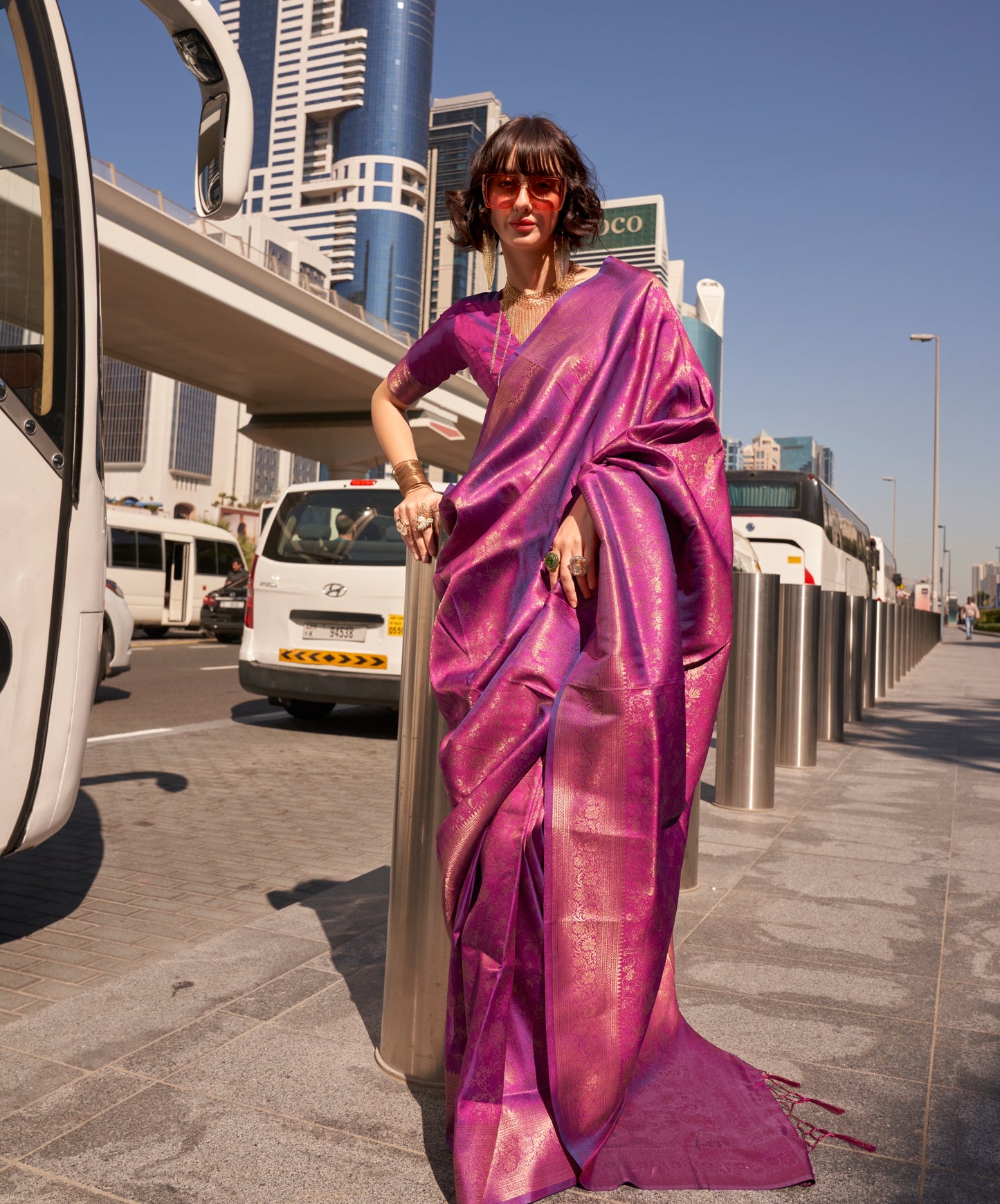 Magenta Readymade/Easy Saree - Panaash Saree