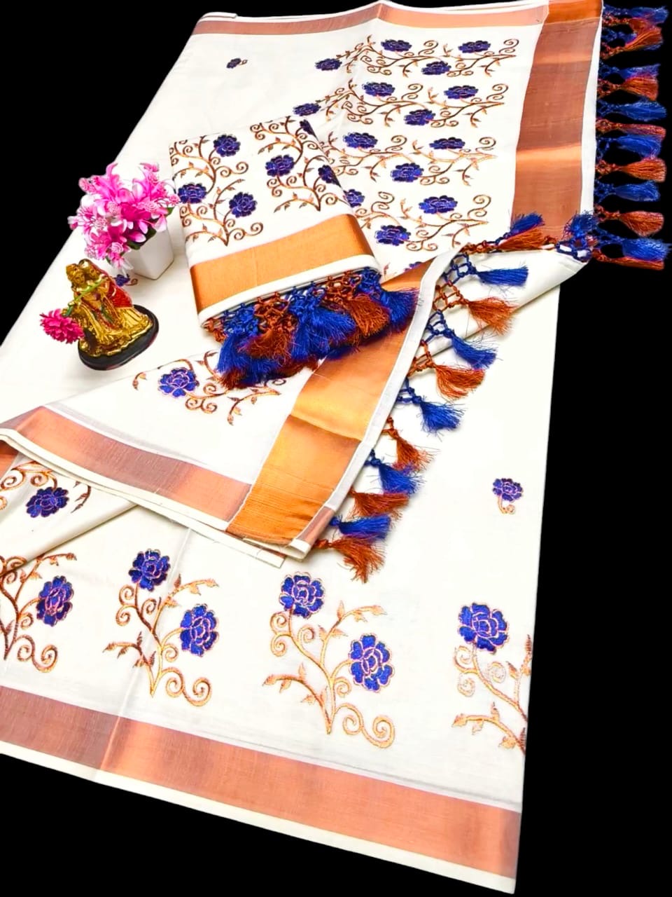 Kerala Mul Cotton Kasavu Easy/Readymade Saree