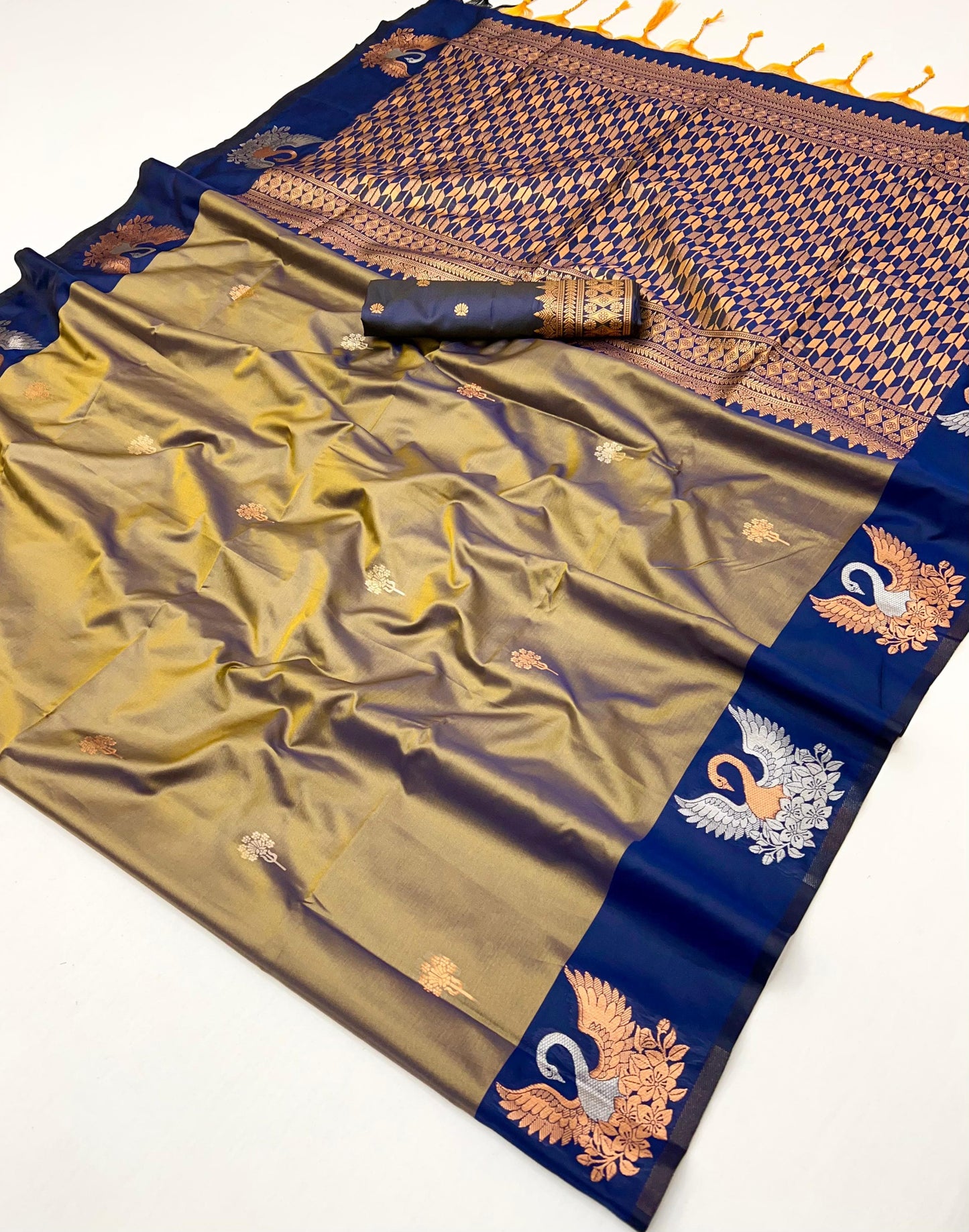 Taupe Brown Readymade/Easy Kanjivaram Saree - Panaash Saree