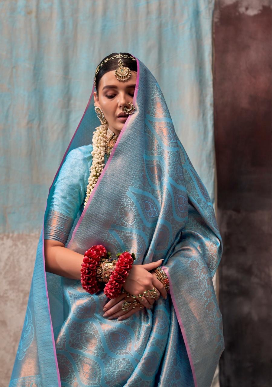 Blue Kanjivaram Silk Readymade/Easy Saree