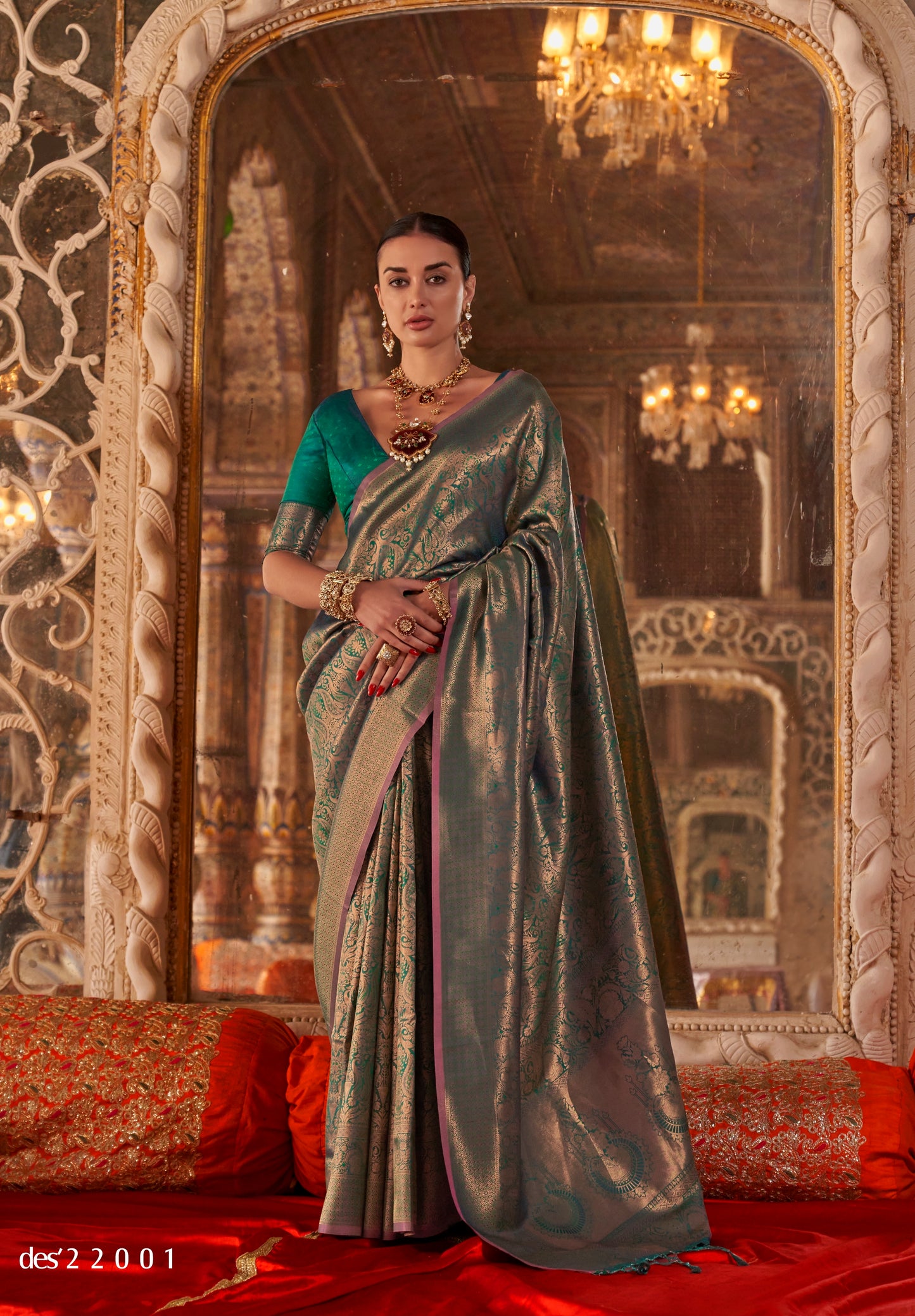 Green Kanjivaram Silk Readymade/Easy Saree
