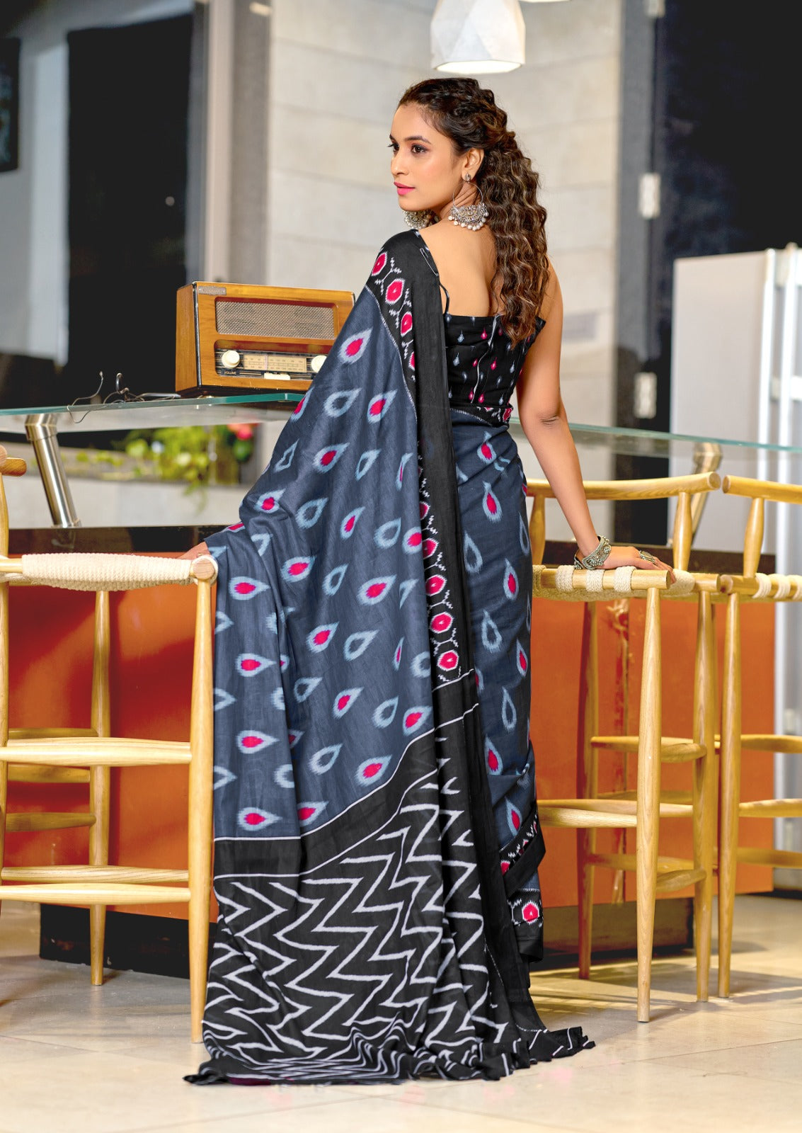 Grey Mul Cotton Easy/Readymade Saree