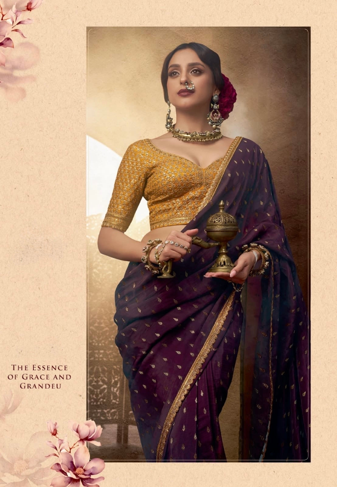 Wine Color Soft Banarasi Silk Readymade/Easy Saree