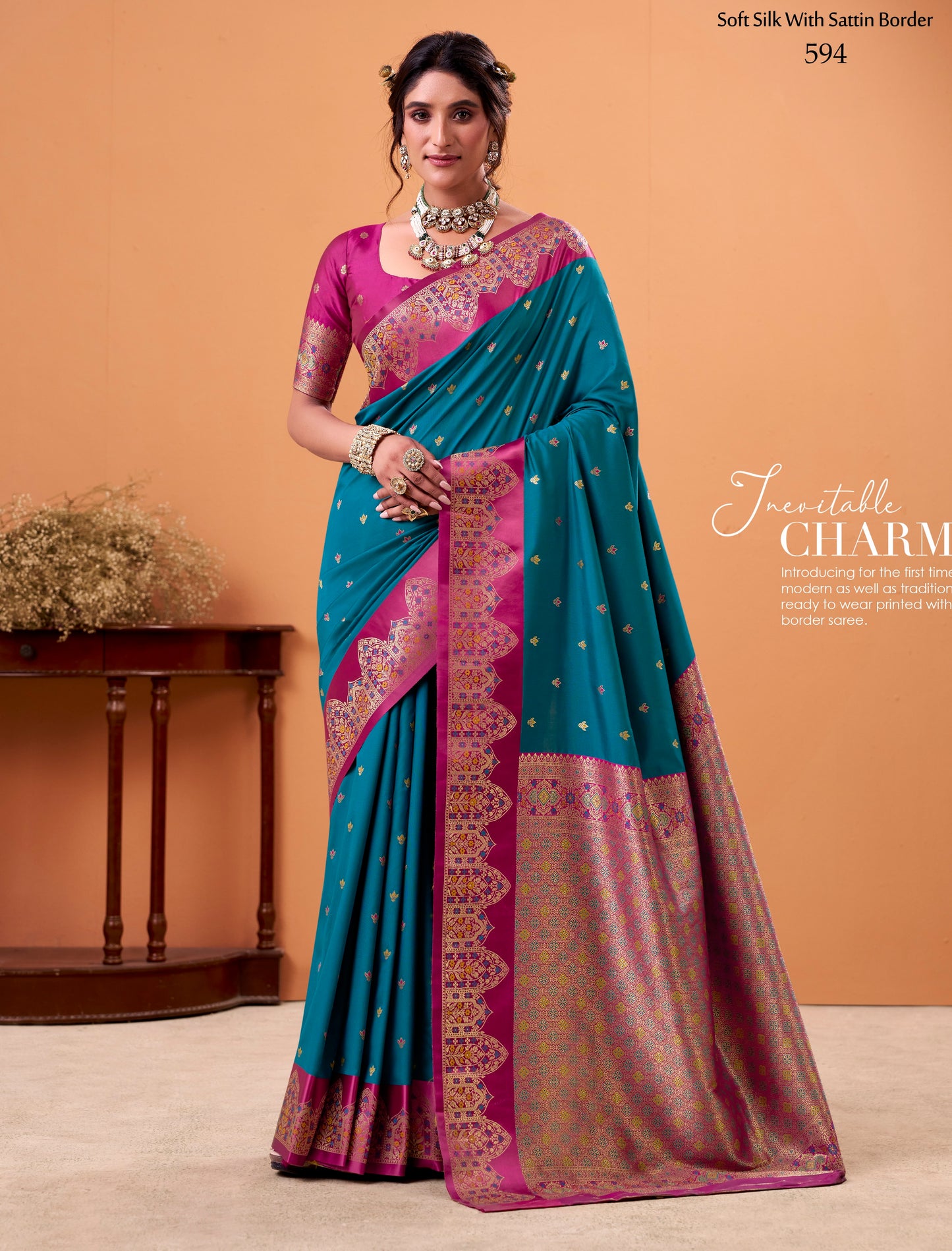 Blue Color Kanjivaram Silk Readymade/Easy Saree