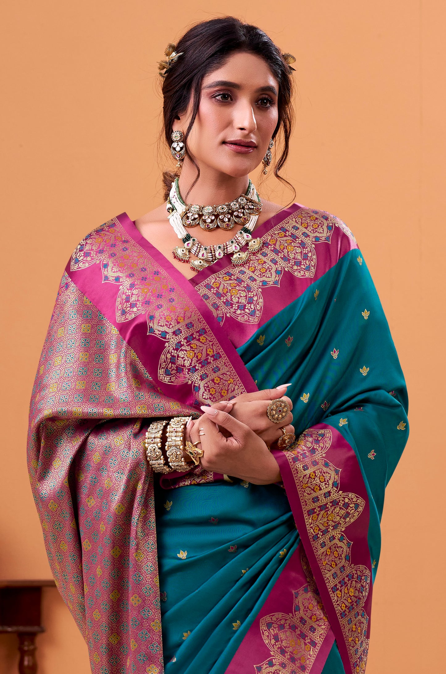 Blue Color Kanjivaram Silk Readymade/Easy Saree