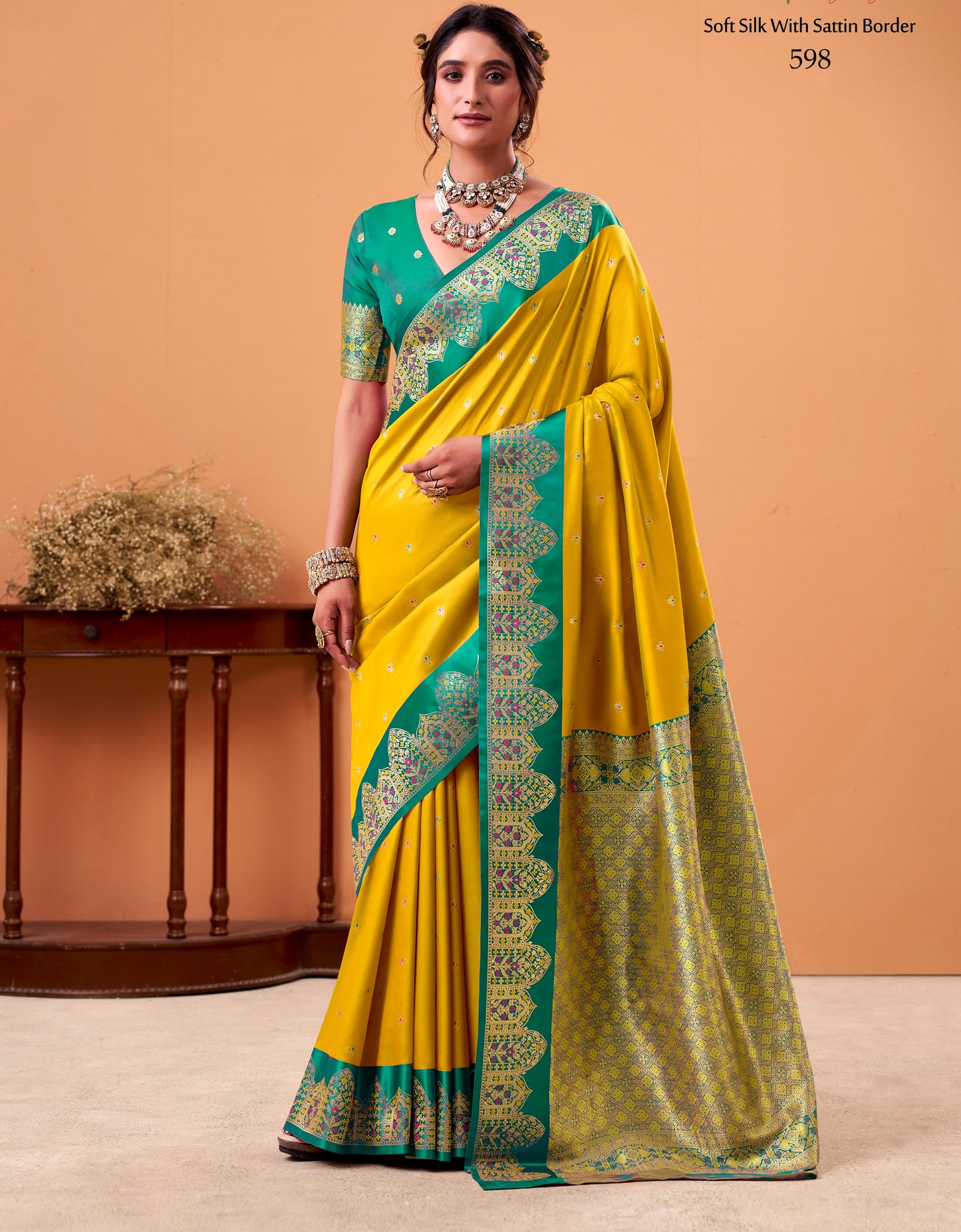 Yellow Color Kanjivaram Silk Readymade/Easy Saree
