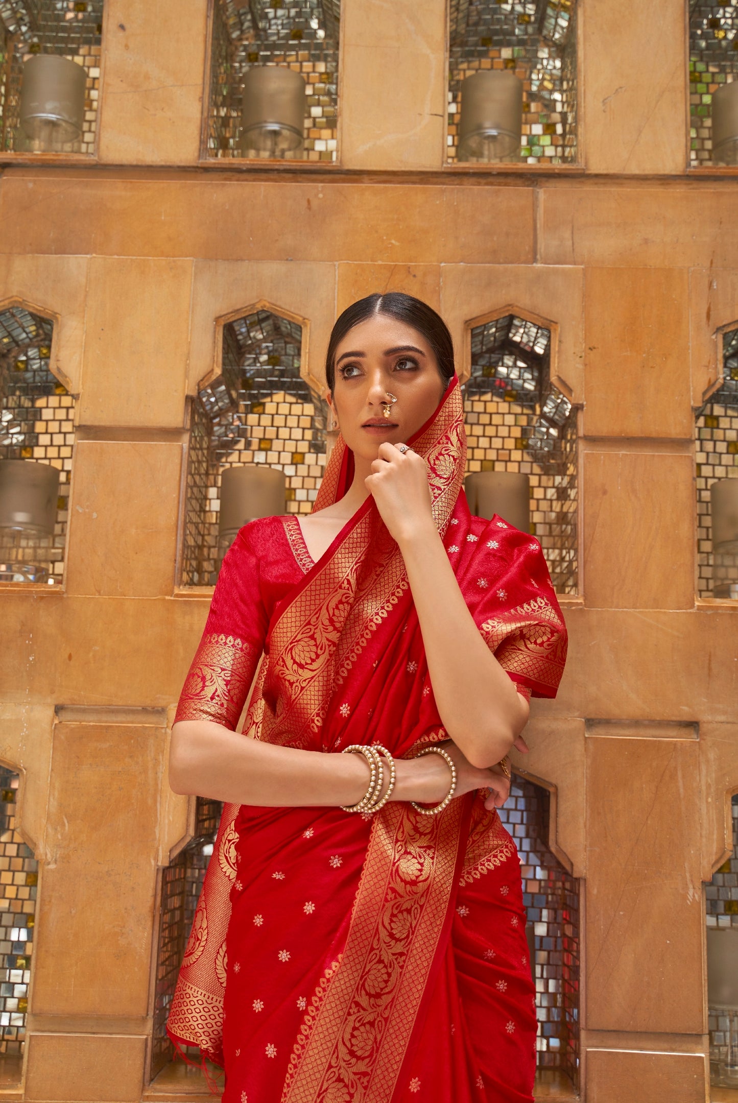 Red Kanjivaram Silk Readymade/Easy Saree - Panaash Saree