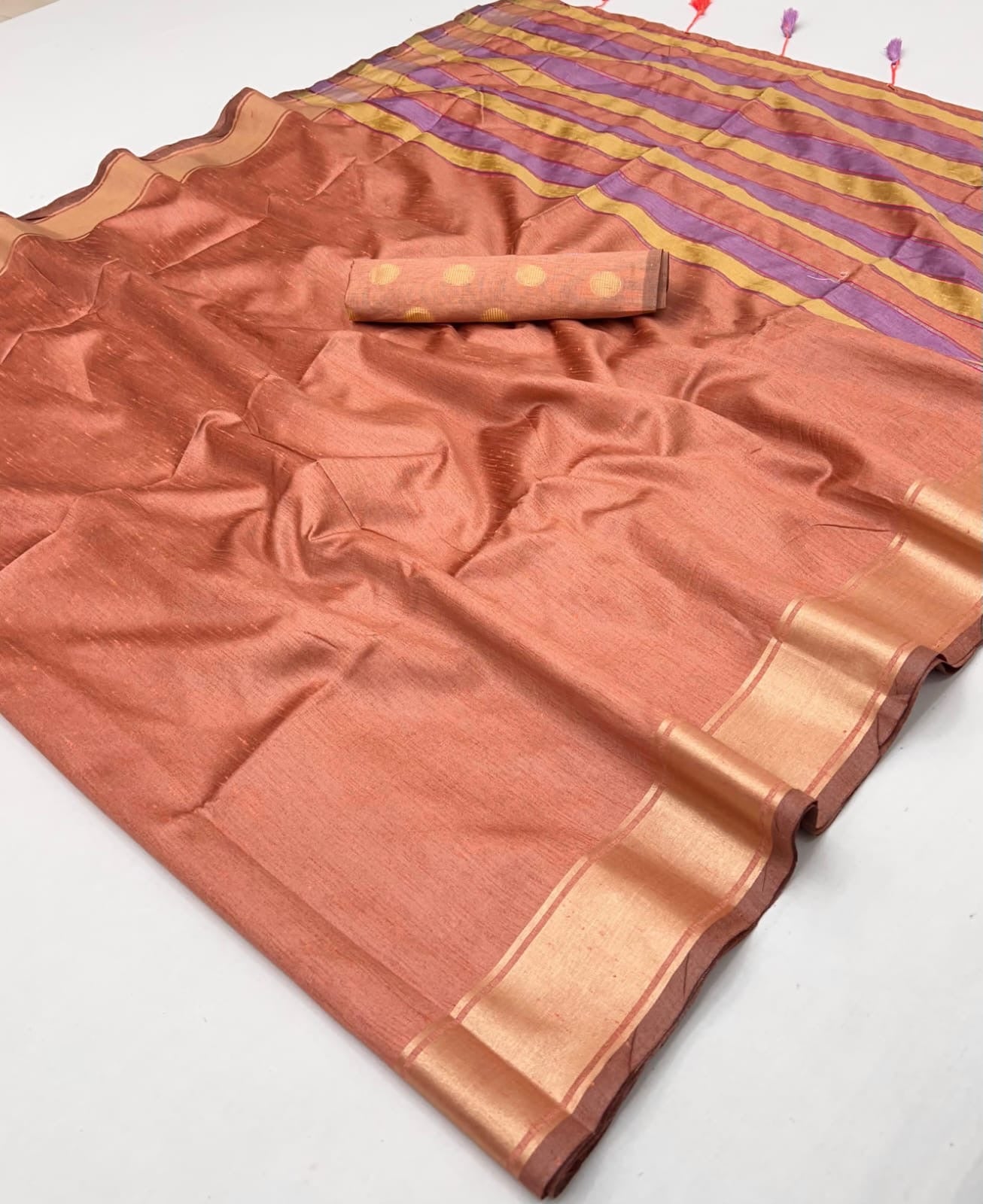Mauve Color Raw Silk Readymade/Easy Saree