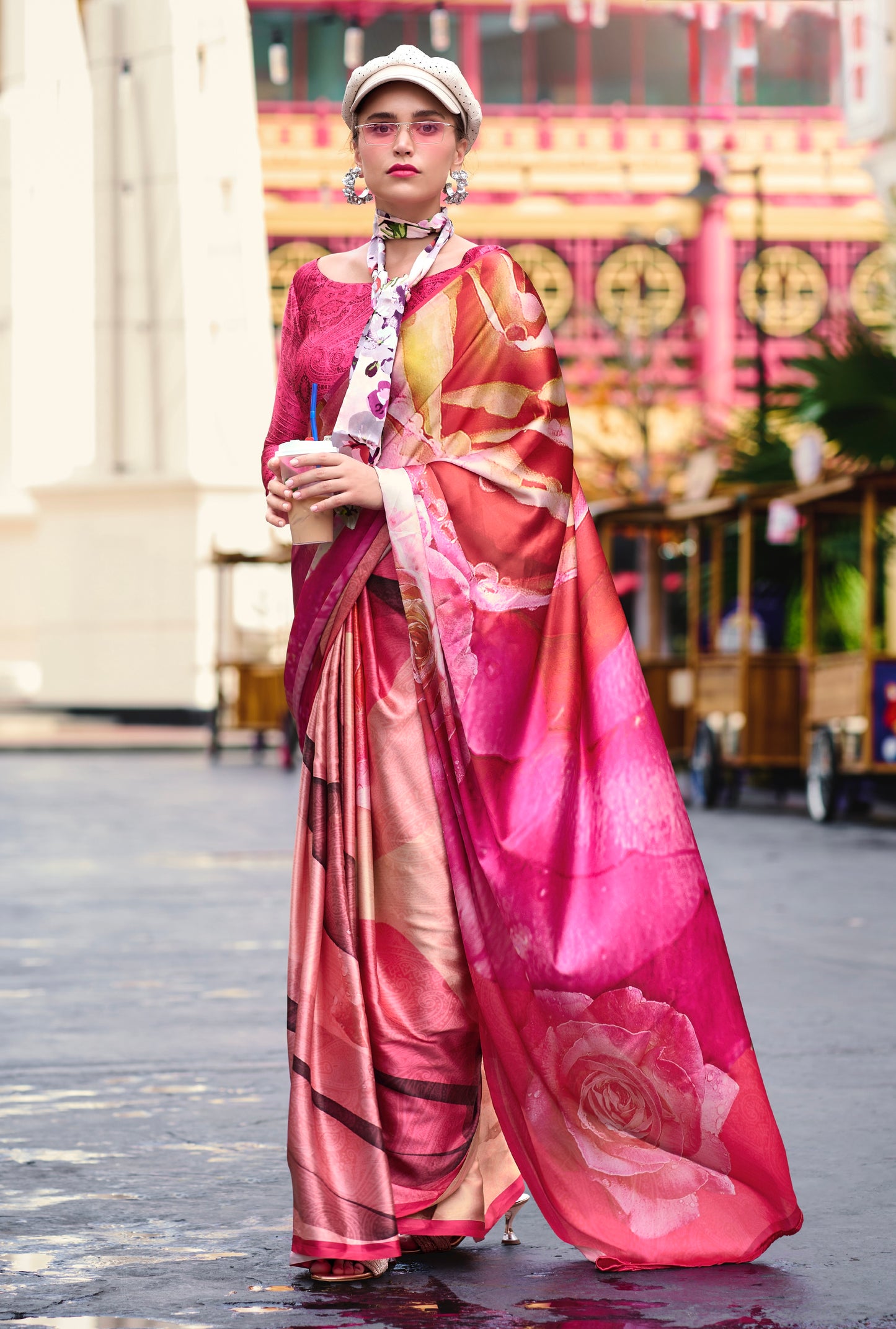 Multicolor Crepe Silk Easy/Readymade Saree
