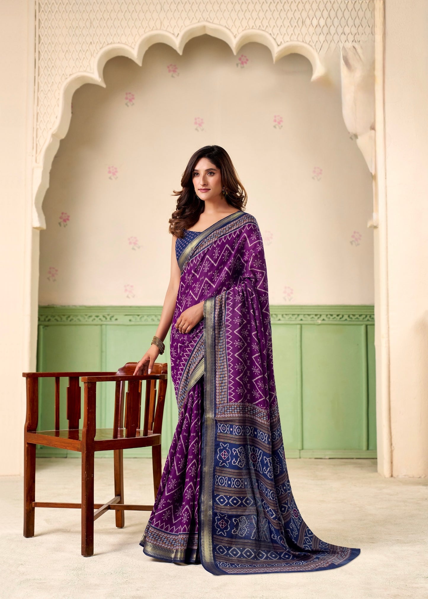 Purple Mul Cotton Easy/Readymade Saree