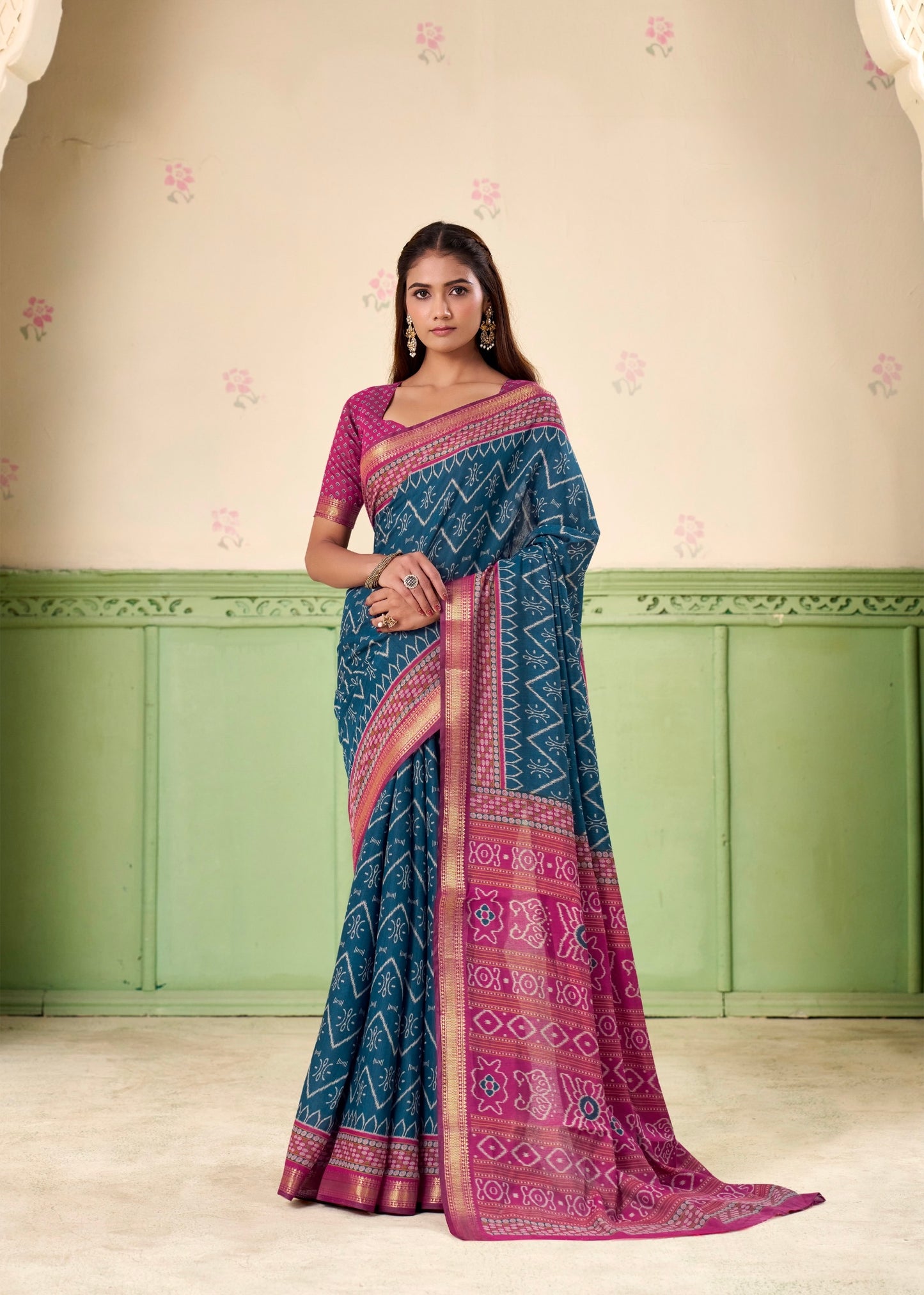 Blue Mul Cotton Easy/Readymade Saree