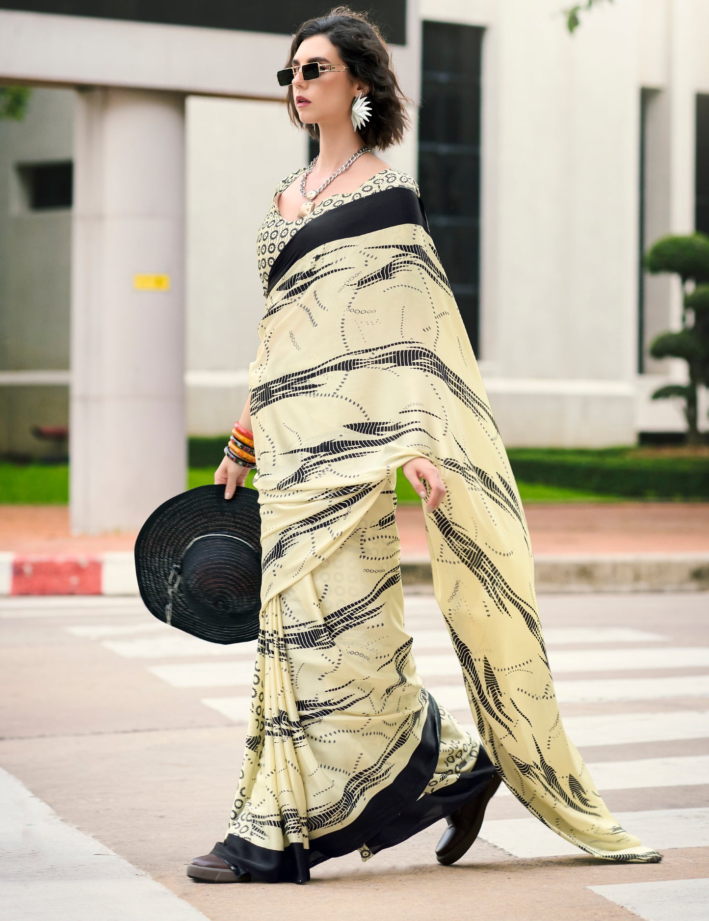 Plus Size Multicolor Crepe Silk Readymade Saree - Panaash Saree