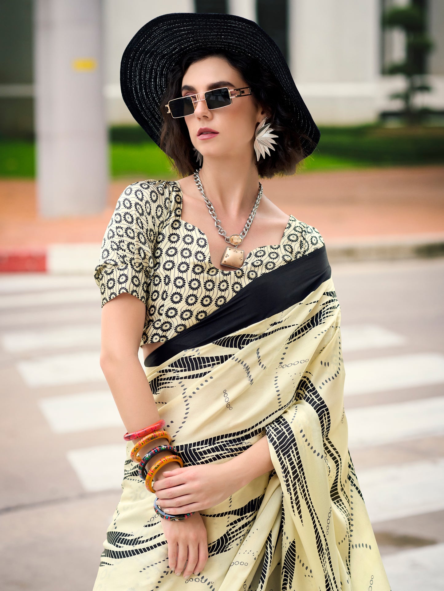 Plus Size Multicolor Crepe Silk Readymade Saree - Panaash Saree